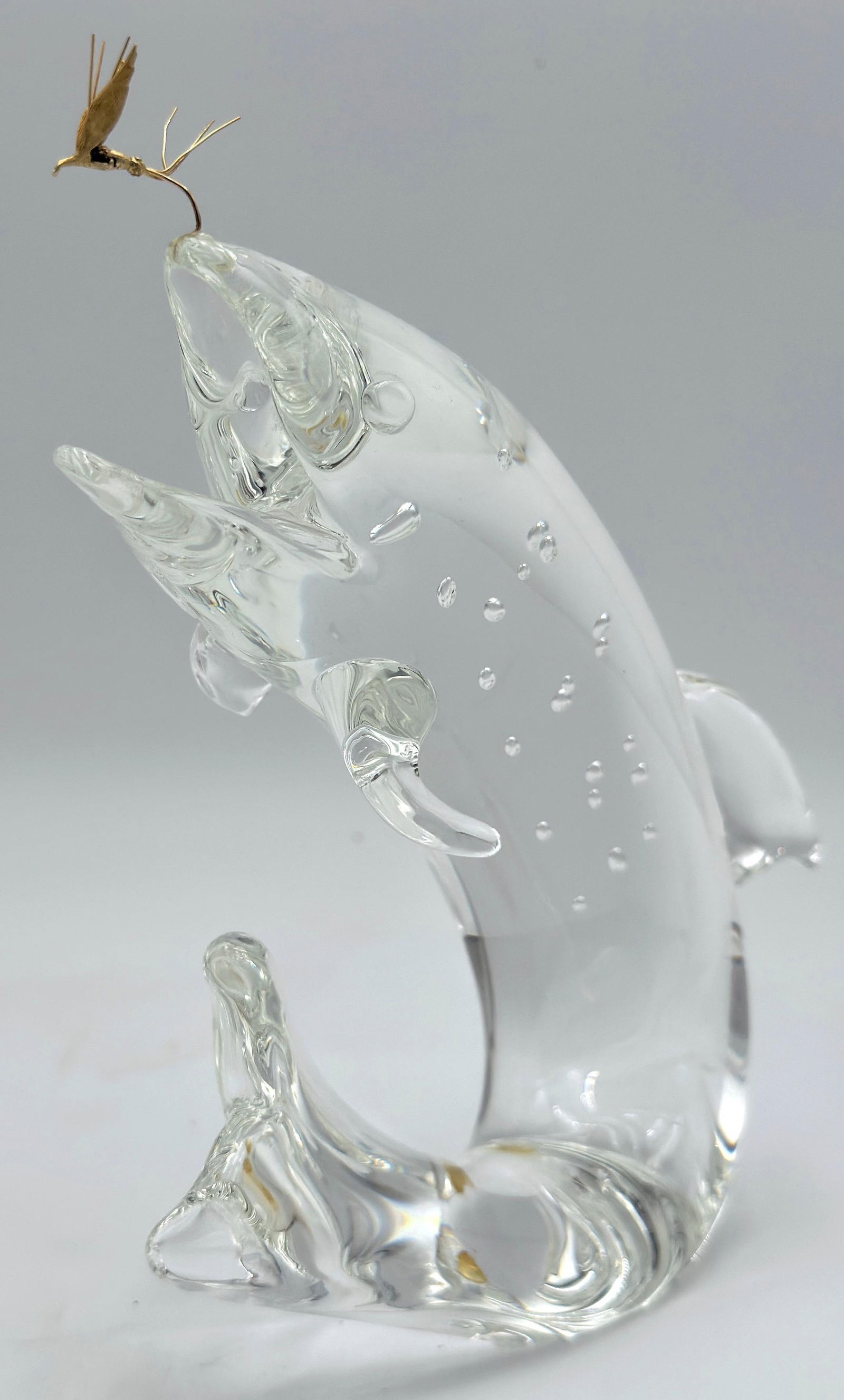 Steuben Glass & 18K Gold "Trout & Fly" by James Houston, Introduced 1966 - 12