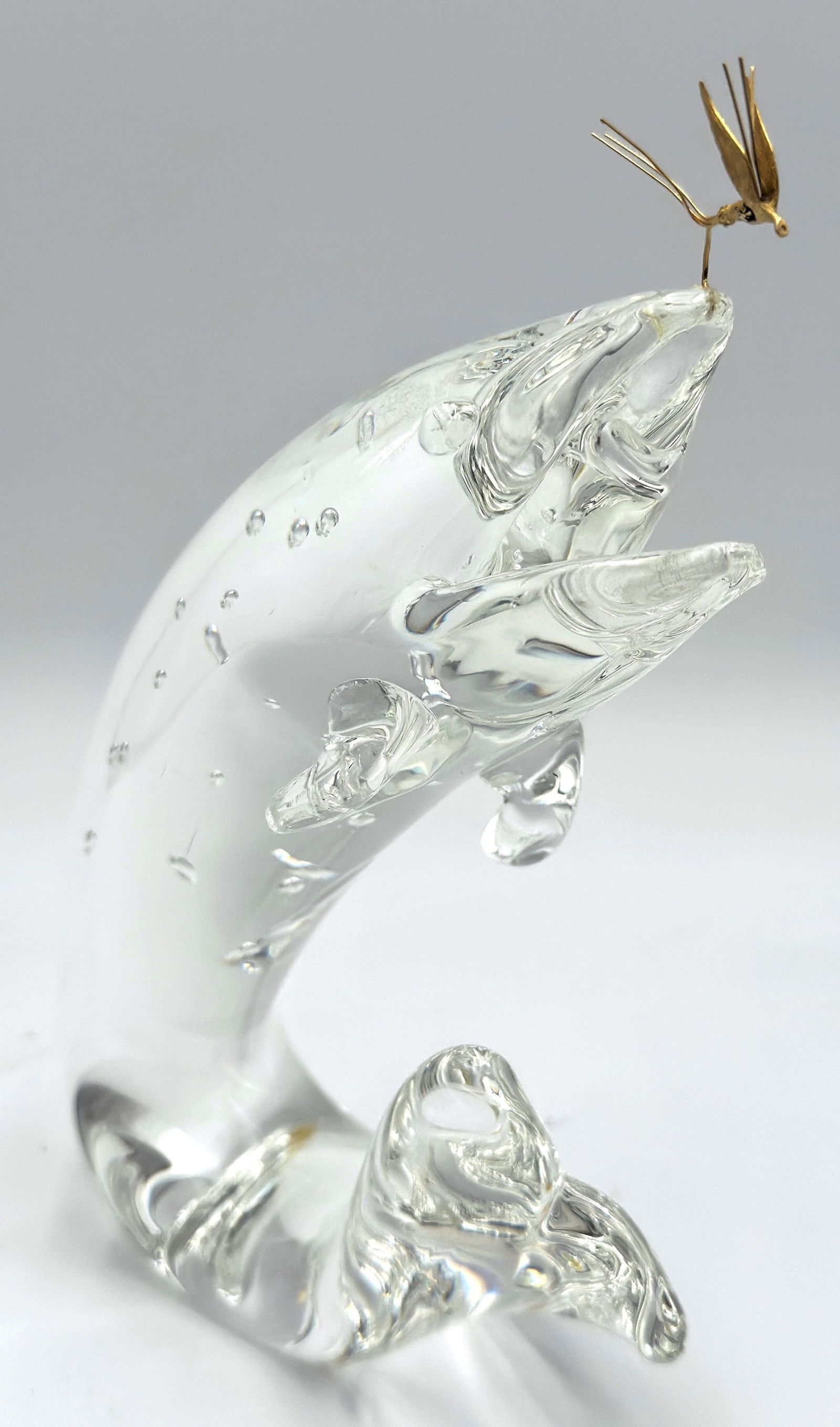 Steuben Glass & 18K Gold "Trout & Fly" by James Houston, Introduced 1966 - 15