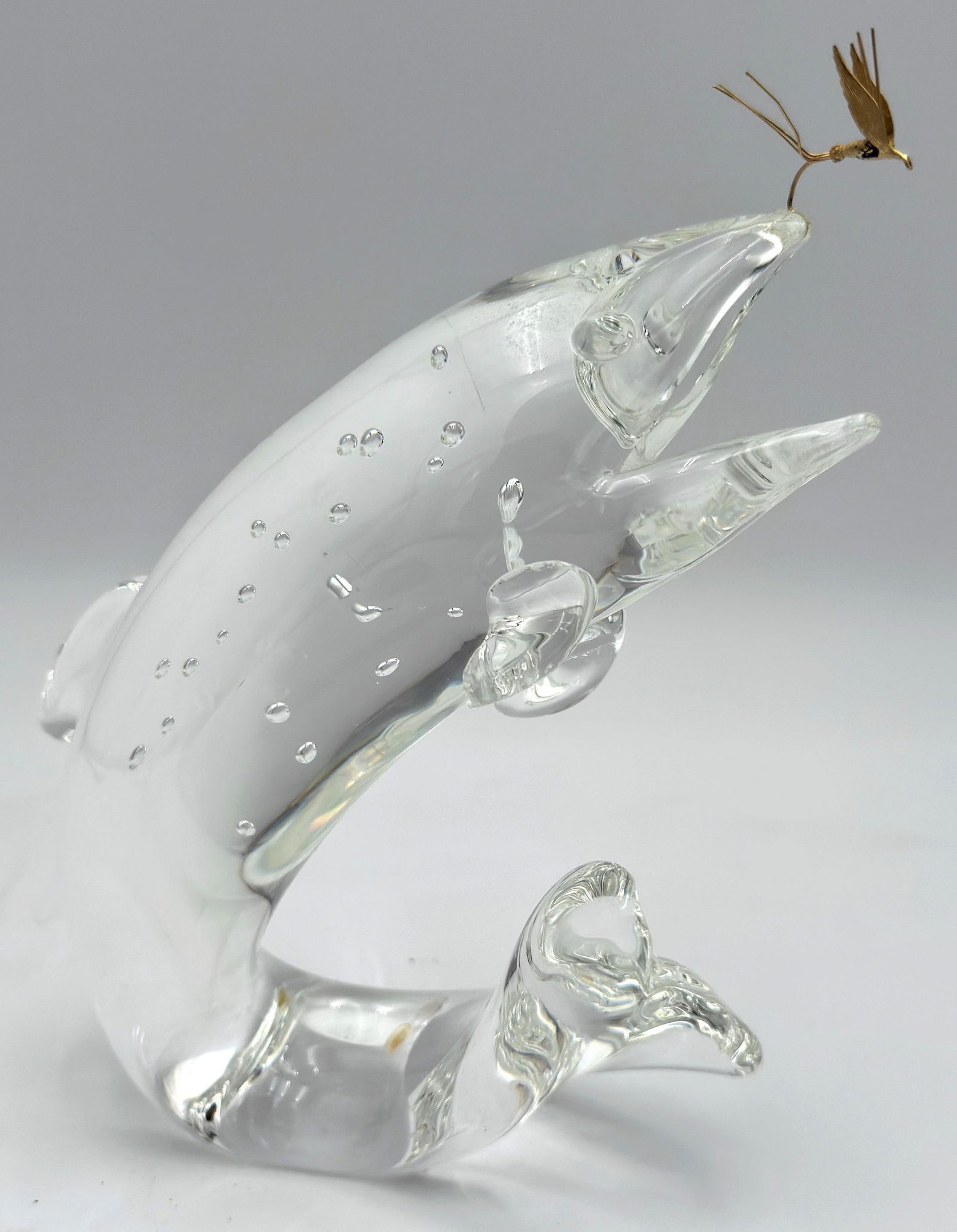 Steuben Glass & 18K Gold "Trout & Fly" by James Houston, Introduced 1966 - 16