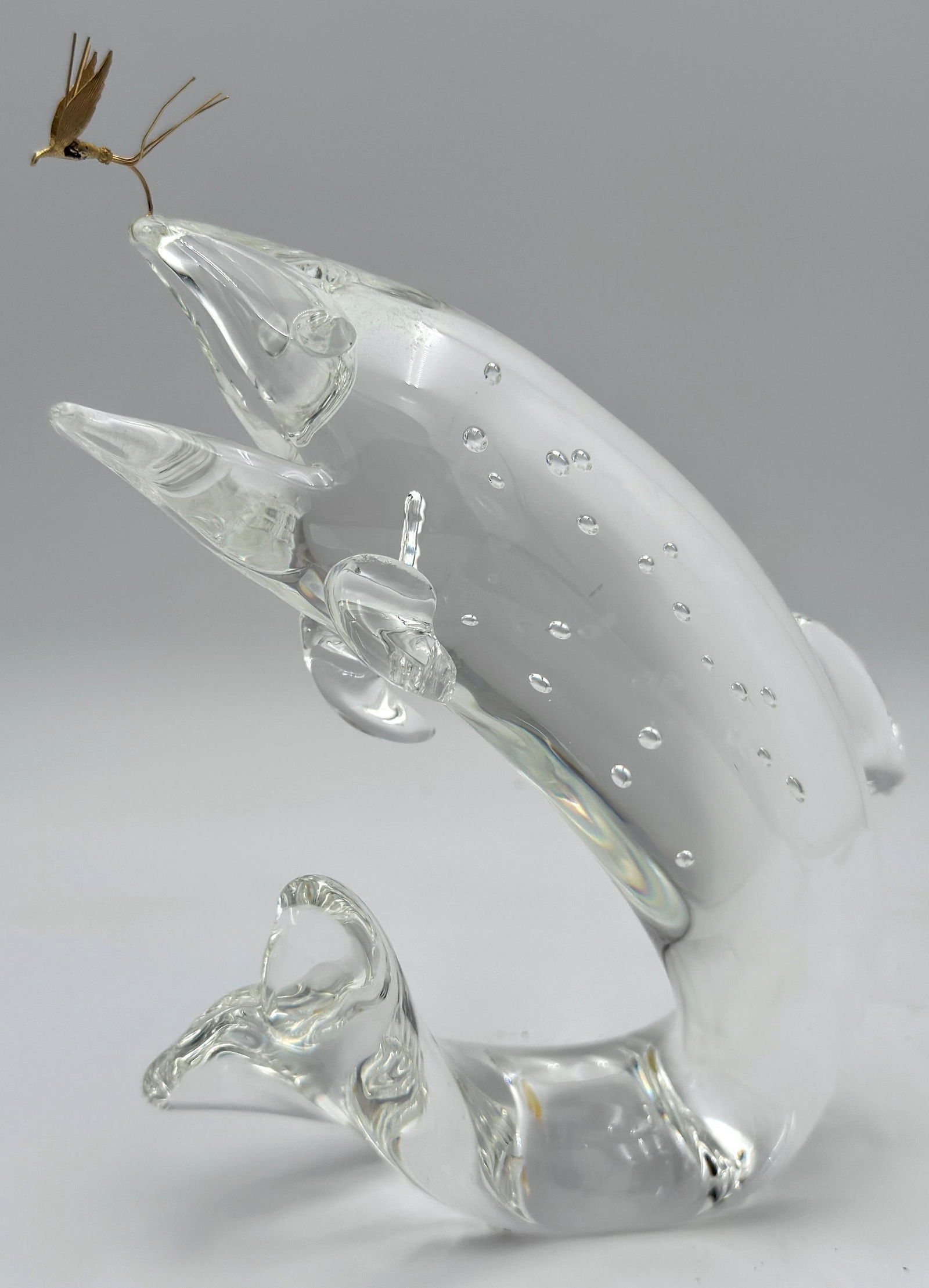 Steuben Glass & 18K Gold "Trout & Fly" by James Houston, Introduced 1966 - 17