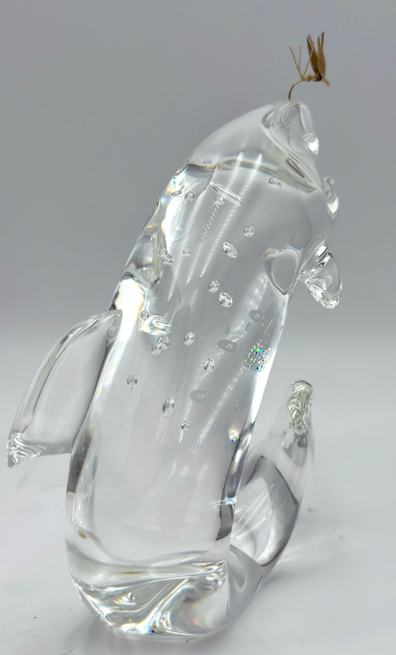 Steuben Glass & 18K Gold "Trout & Fly" by James Houston, Introduced 1966 - 3