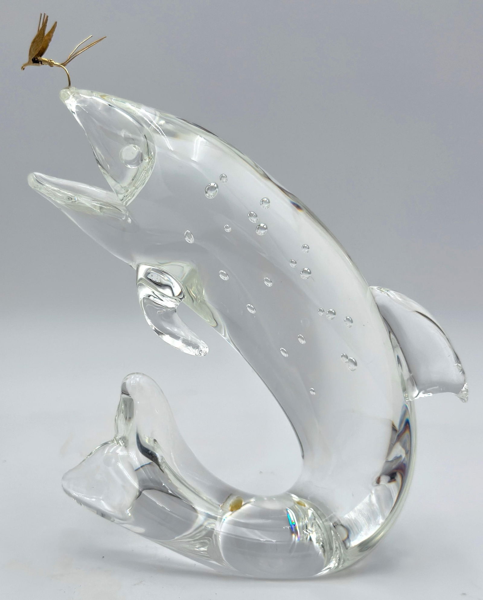 Steuben Glass & 18K Gold "Trout & Fly" by James Houston, Introduced 1966 - 6