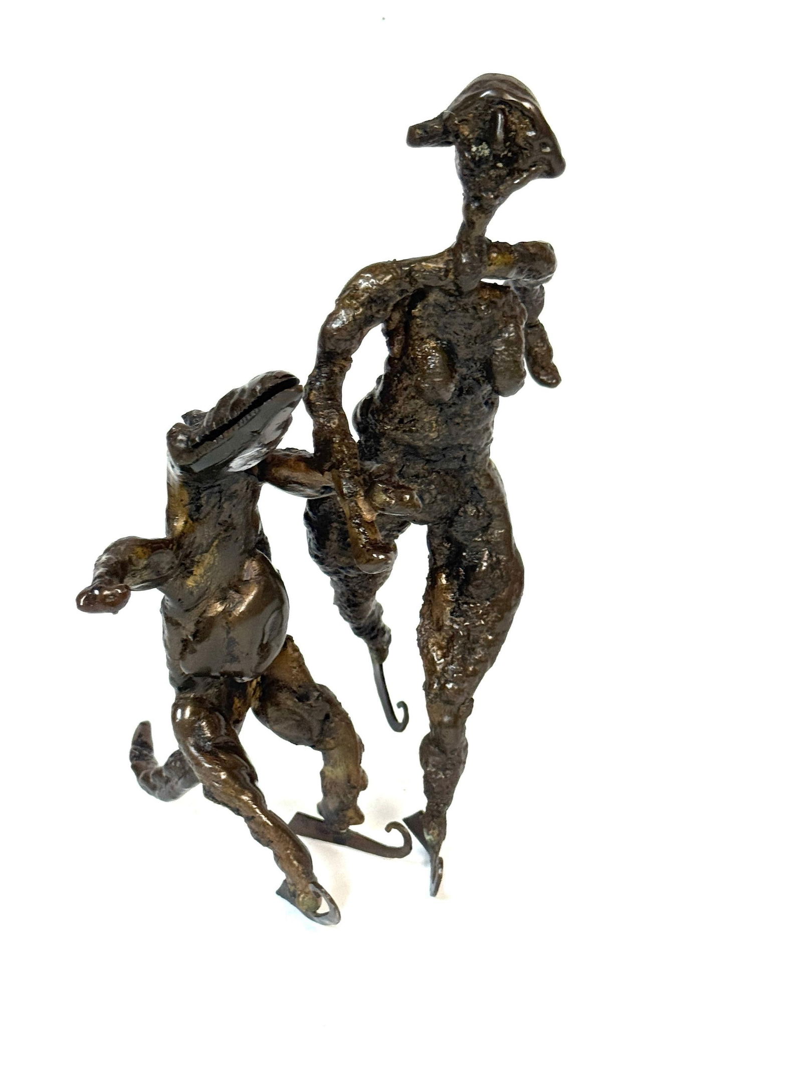 Surrealist Bronze Sculpture of a Woman and Alligator on Skates - 11