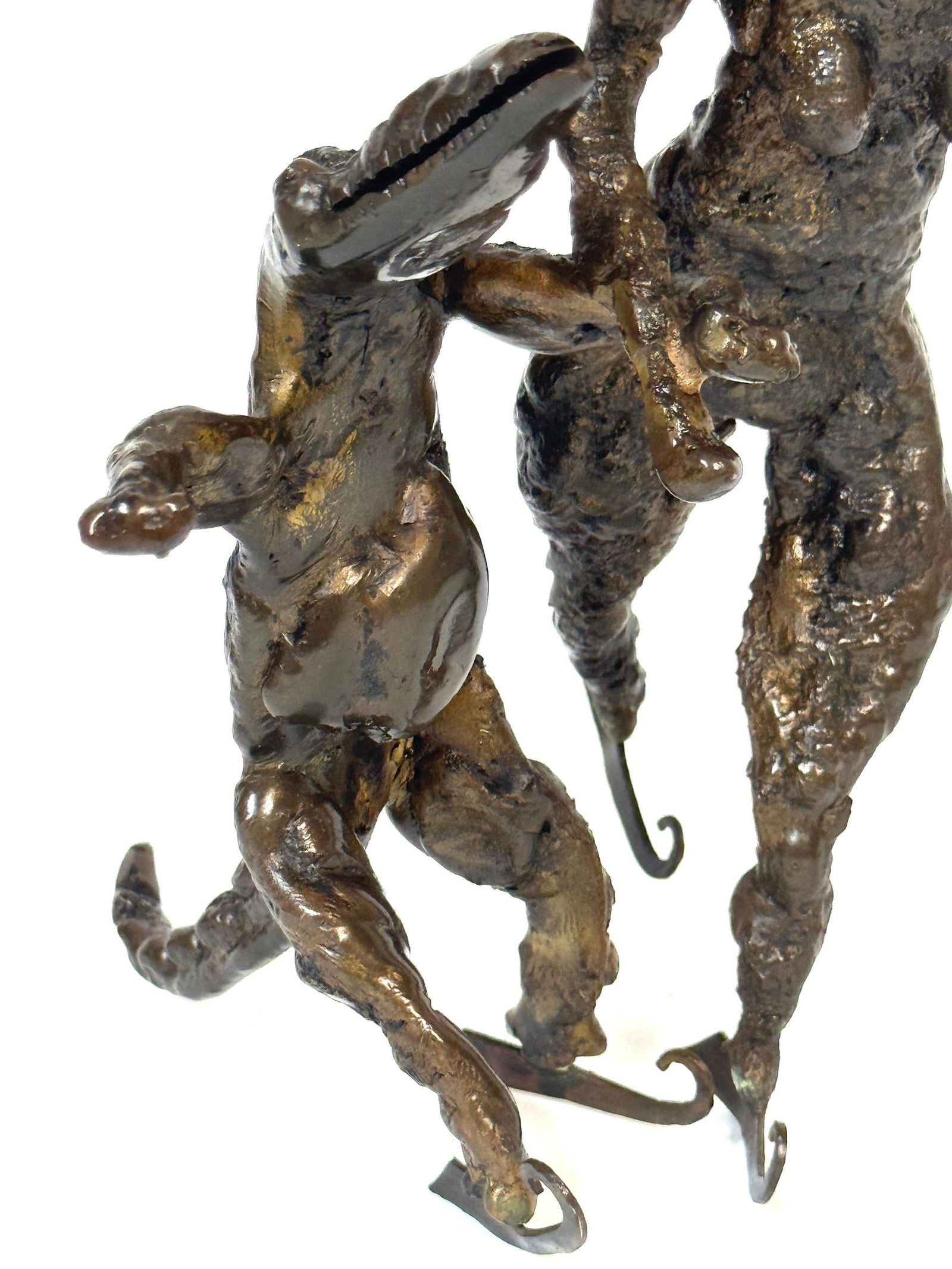 Surrealist Bronze Sculpture of a Woman and Alligator on Skates - 12