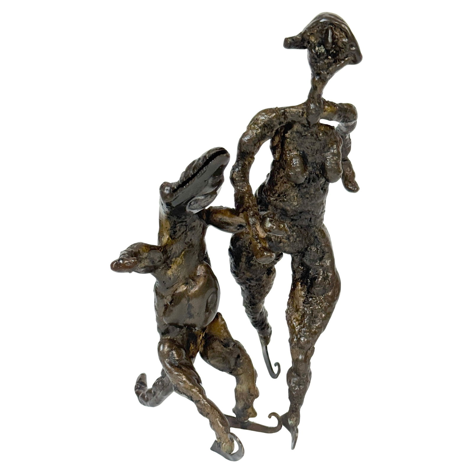 Surrealist Bronze Sculpture of a Woman and Alligator on Skates - 2