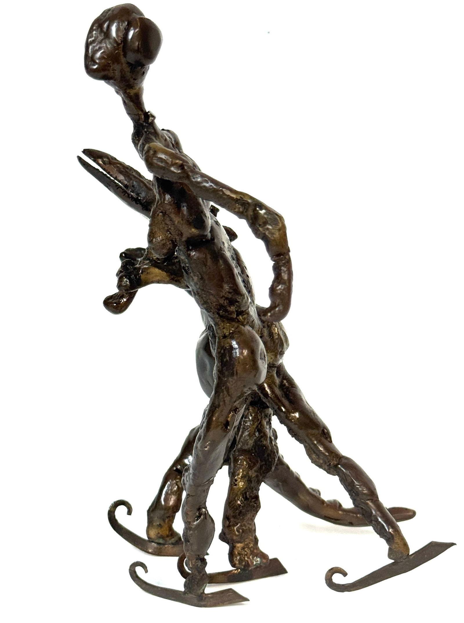 Surrealist Bronze Sculpture of a Woman and Alligator on Skates - 4