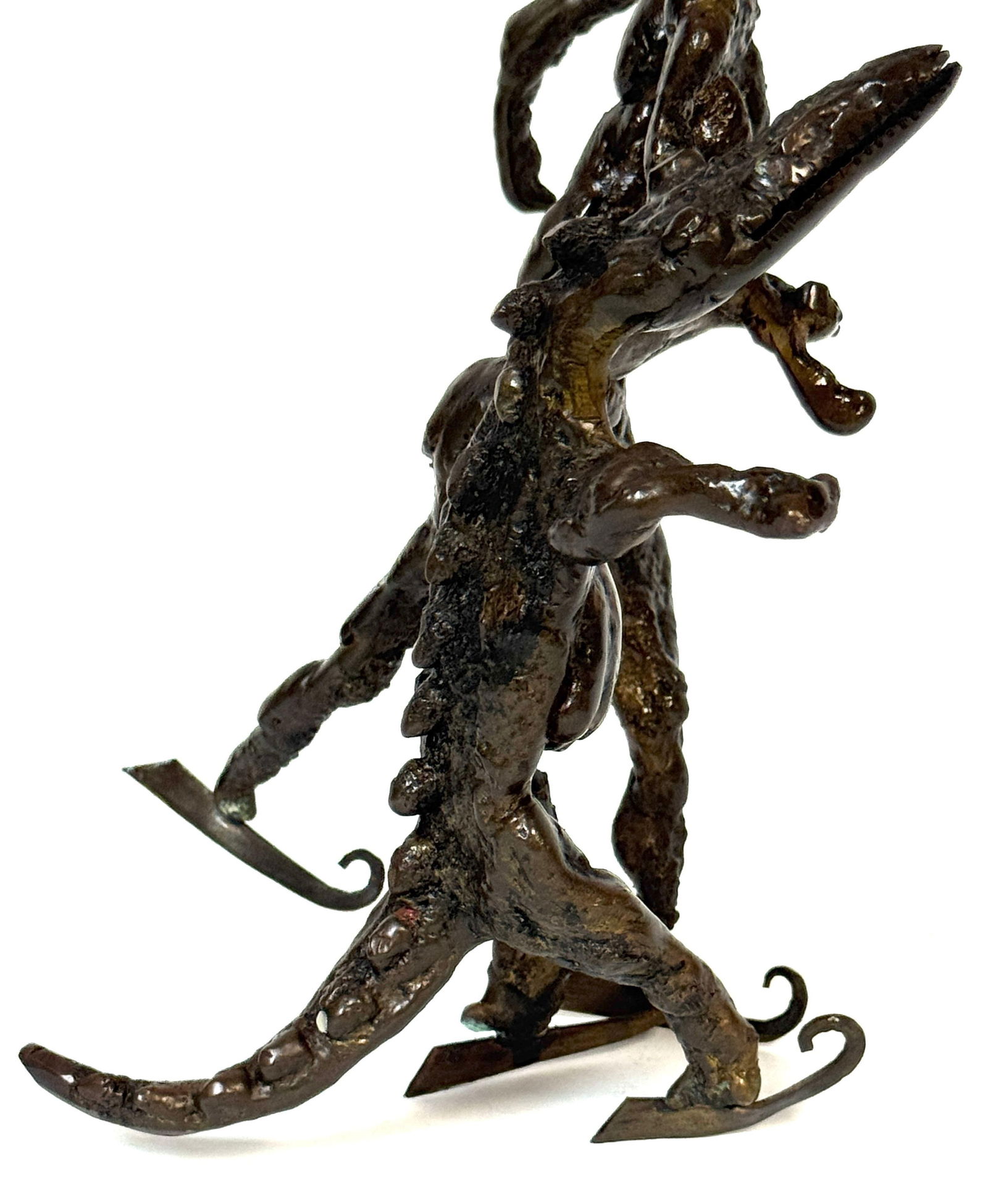 Surrealist Bronze Sculpture of a Woman and Alligator on Skates - 8