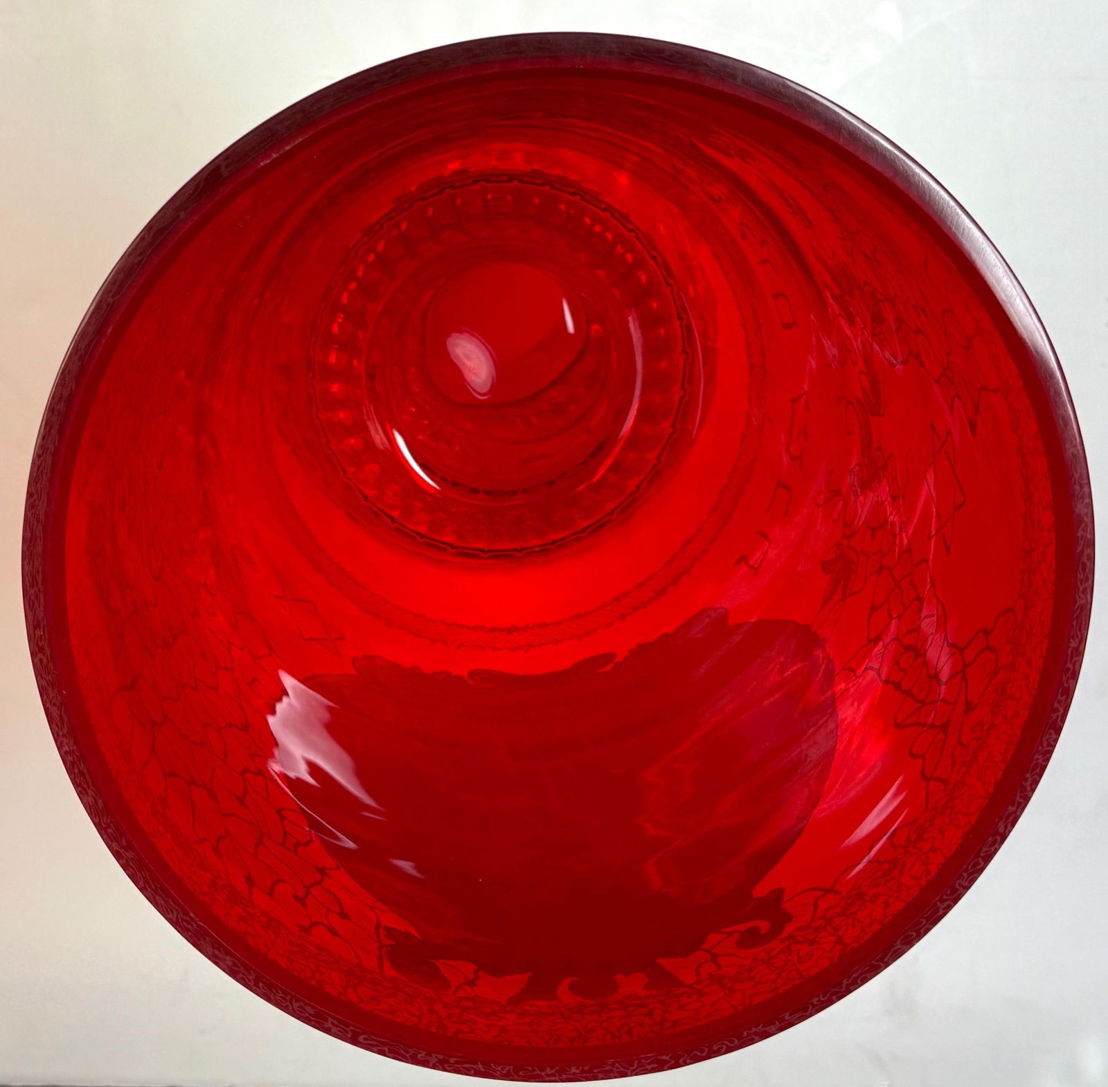 Monumental Bohemian Ruby & Crystal Ceremonial Pokal /Synagogue Presentation Urn - 7