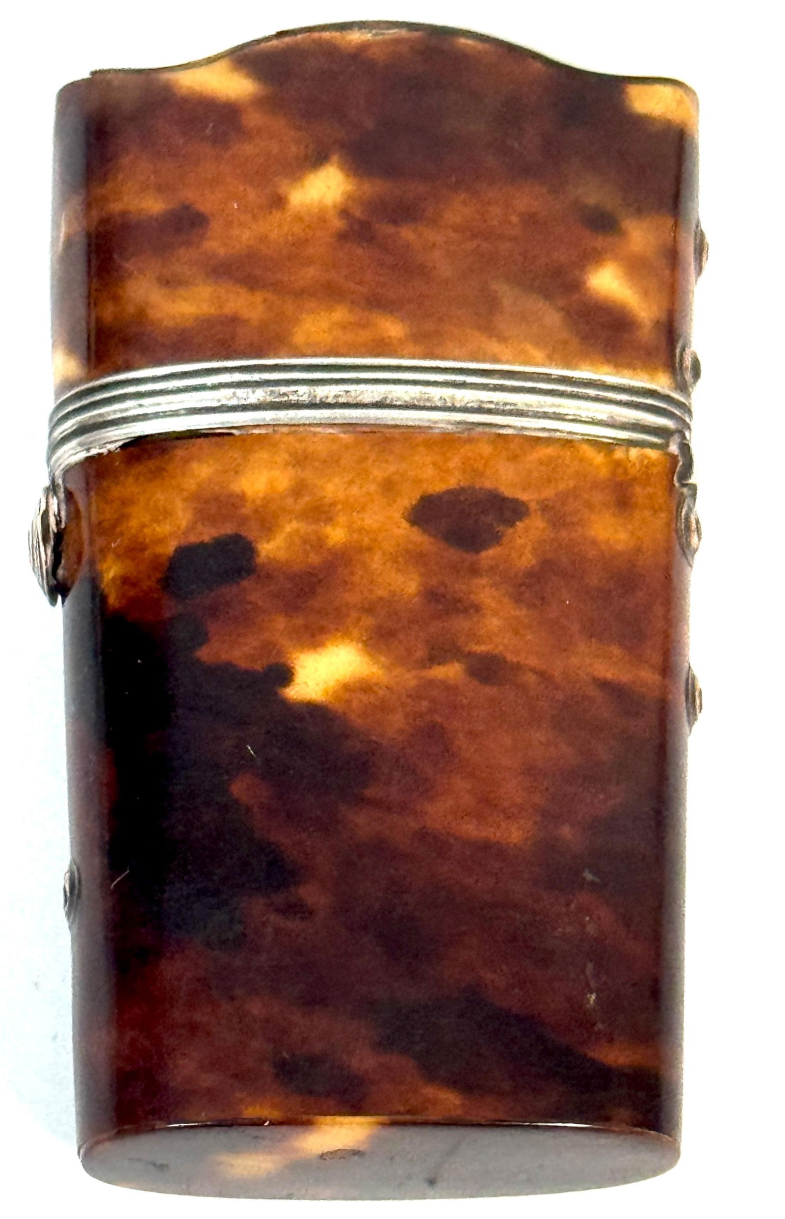 18th Century Tortoiseshell and Silver-Mounted Perfume Etui with Glass Bottle - 7