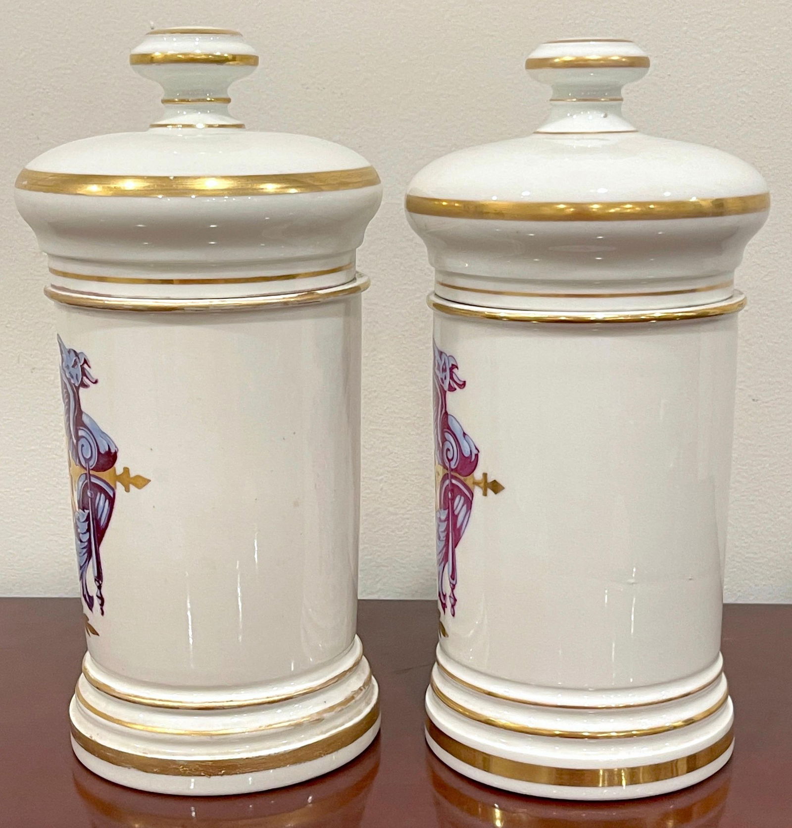 Pair of Neoclassical Apothecary Jars by Maison A Collin Porcelaines & Cristaux - 13