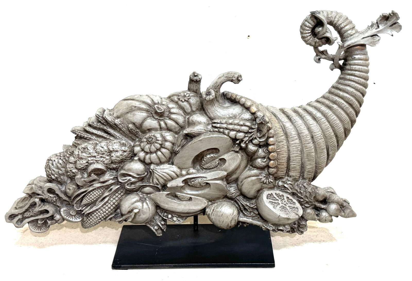 Pair of Continental Carved and Polychromed Wooden Cornucopias, 19th Century - 6