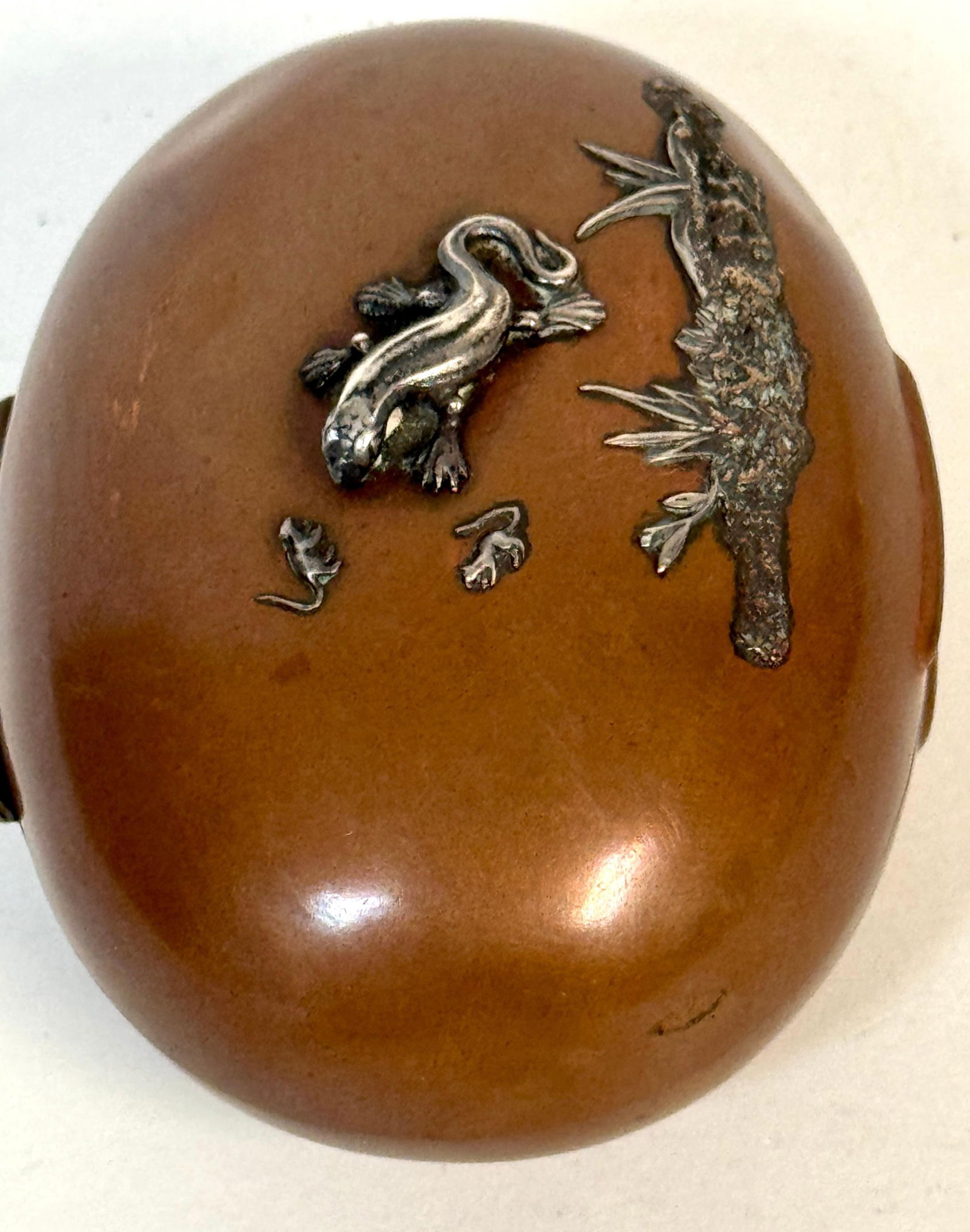 Gorham Aesthetic Movement Sterling Mixed-Metal Box with Lizard and Mice, 1883 - 13