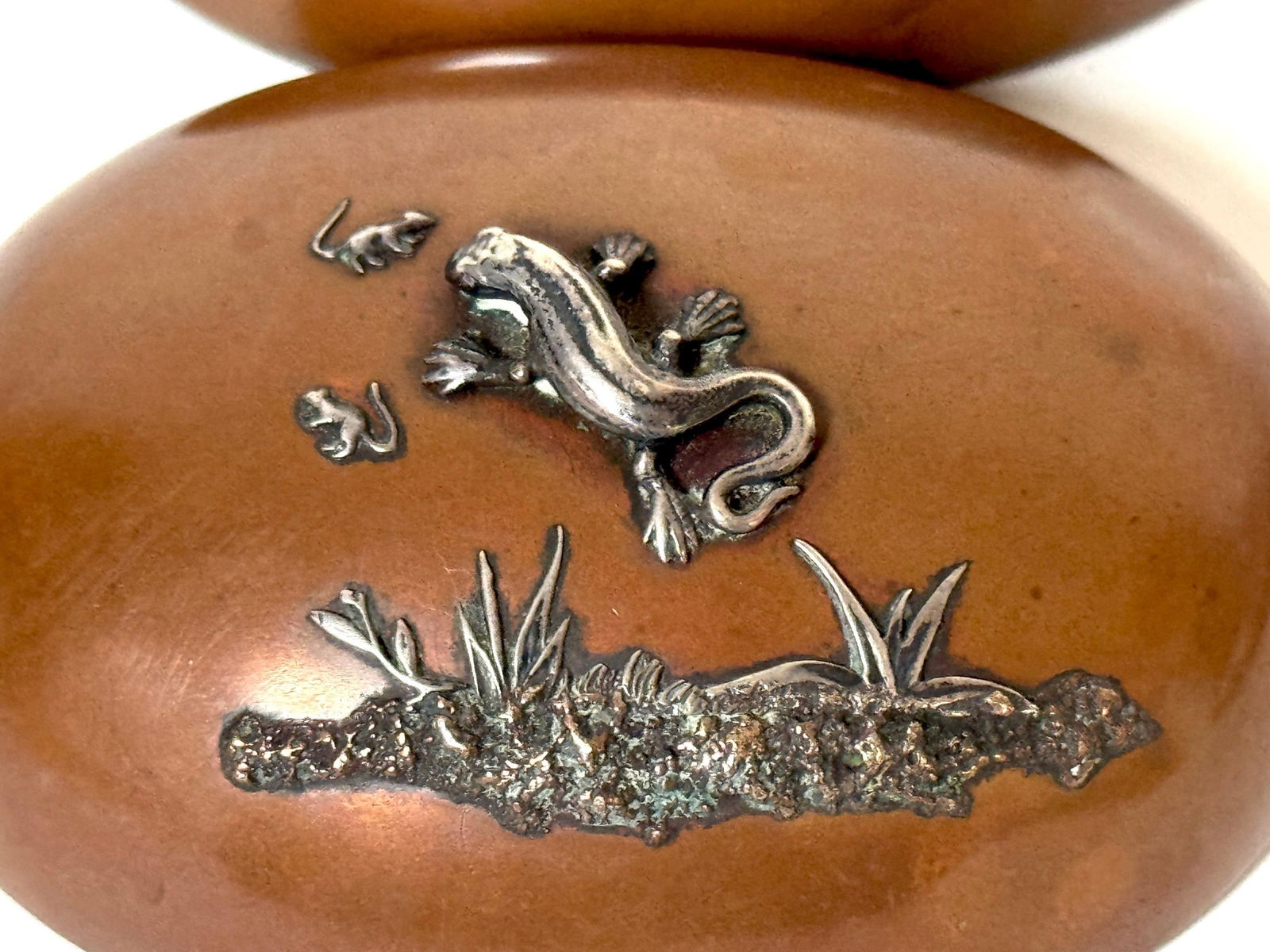 Gorham Aesthetic Movement Sterling Mixed-Metal Box with Lizard and Mice, 1883 - 8