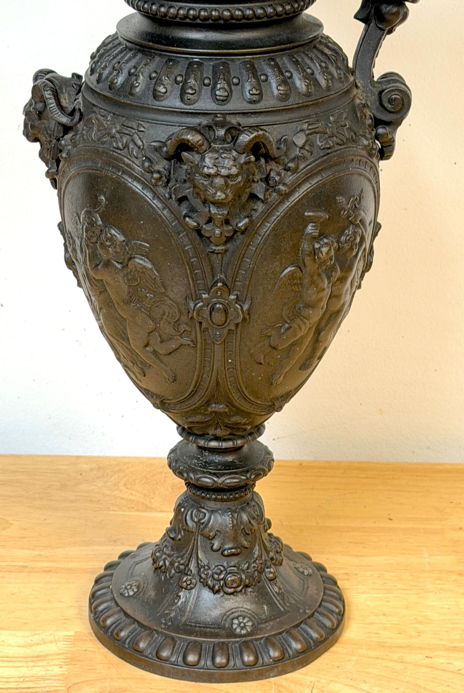 19th Century French Clodion-Style Bronzed Zinc Ewer with Bacchic Caryatid Handle - 12