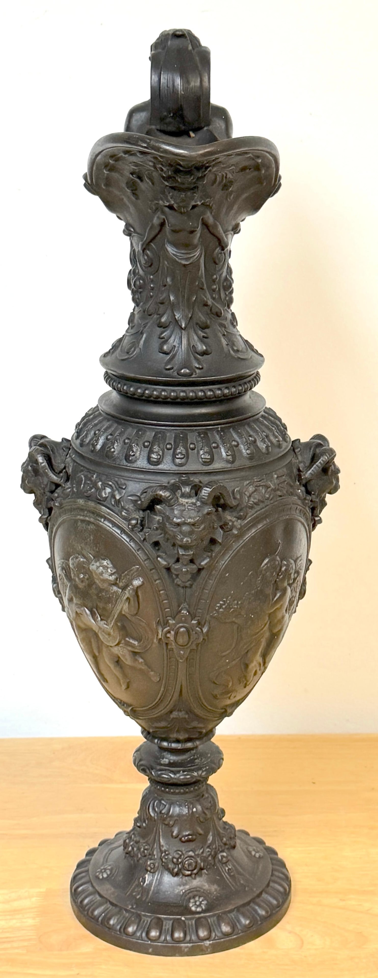 19th Century French Clodion-Style Bronzed Zinc Ewer with Bacchic Caryatid Handle - 13