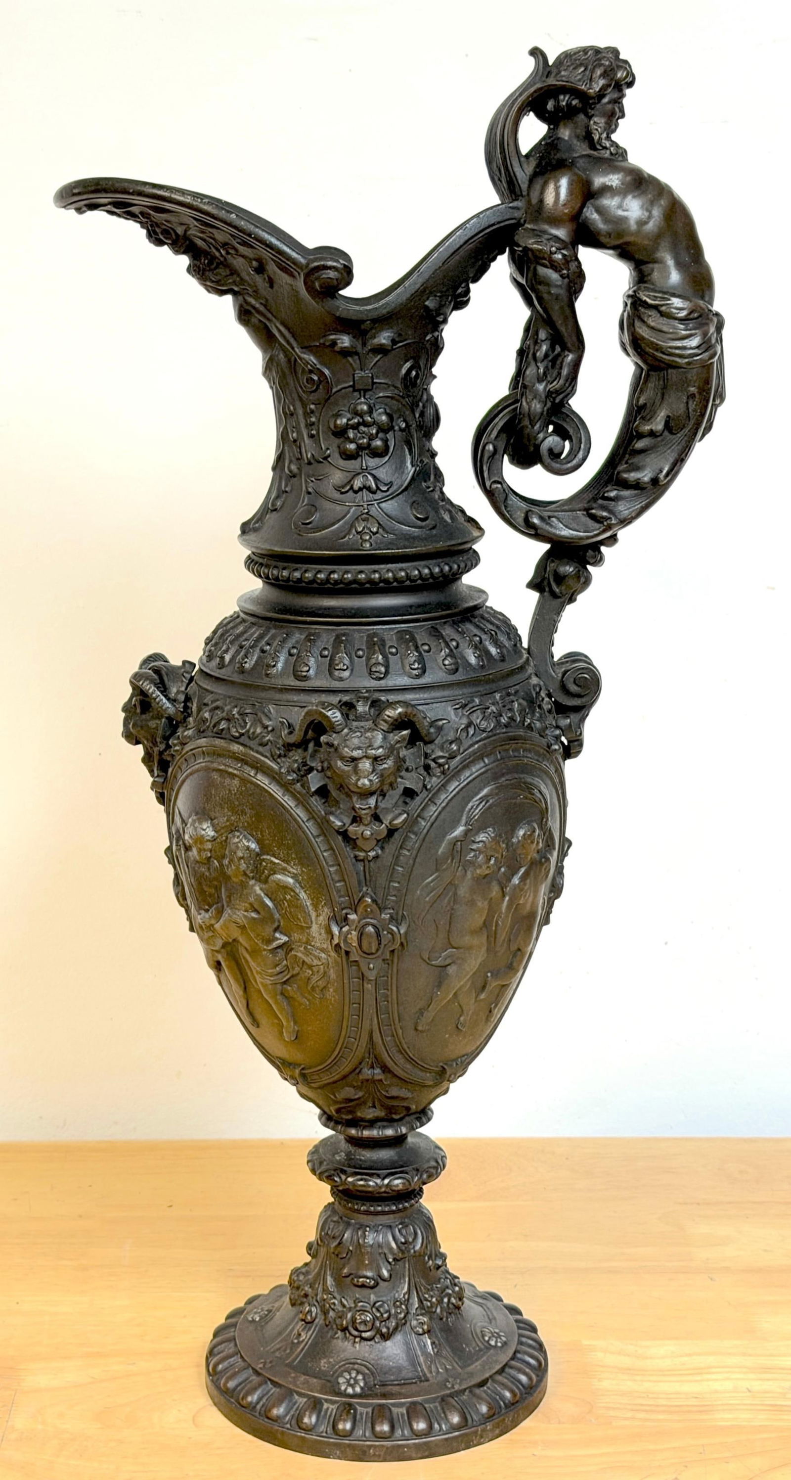 19th Century French Clodion-Style Bronzed Zinc Ewer with Bacchic Caryatid Handle - 15