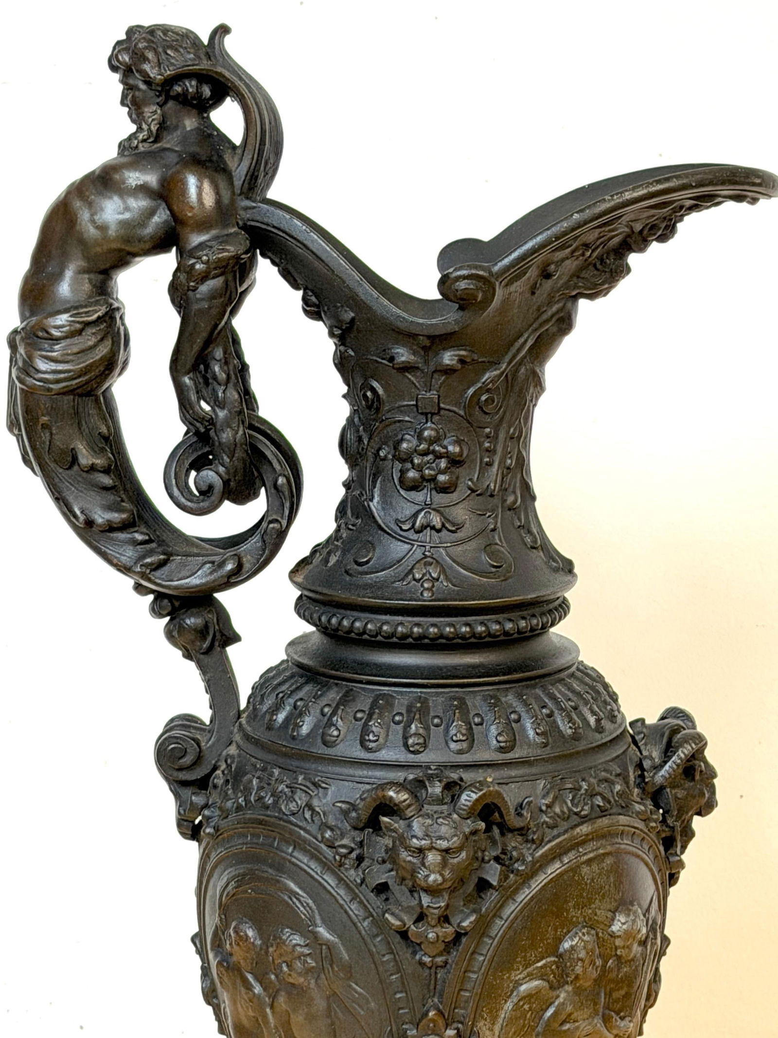19th Century French Clodion-Style Bronzed Zinc Ewer with Bacchic Caryatid Handle - 16