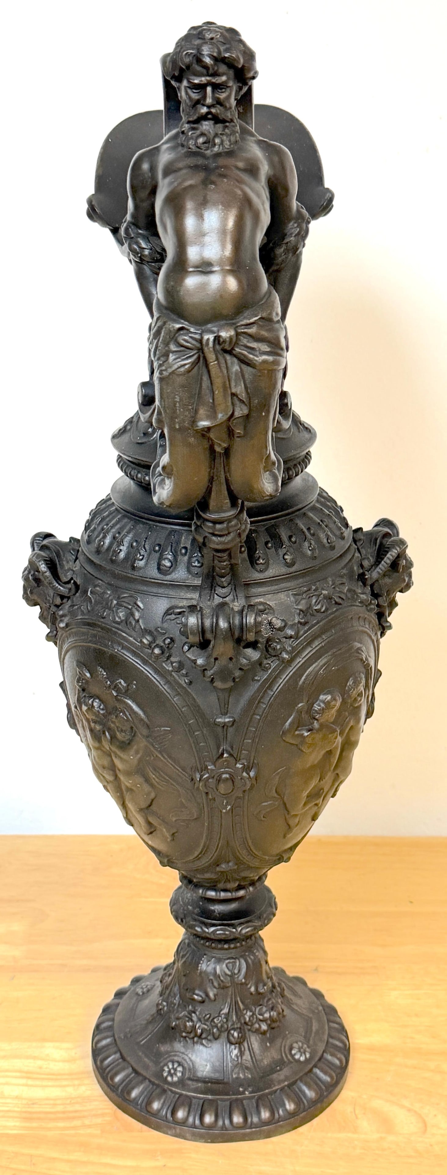 19th Century French Clodion-Style Bronzed Zinc Ewer with Bacchic Caryatid Handle - 3