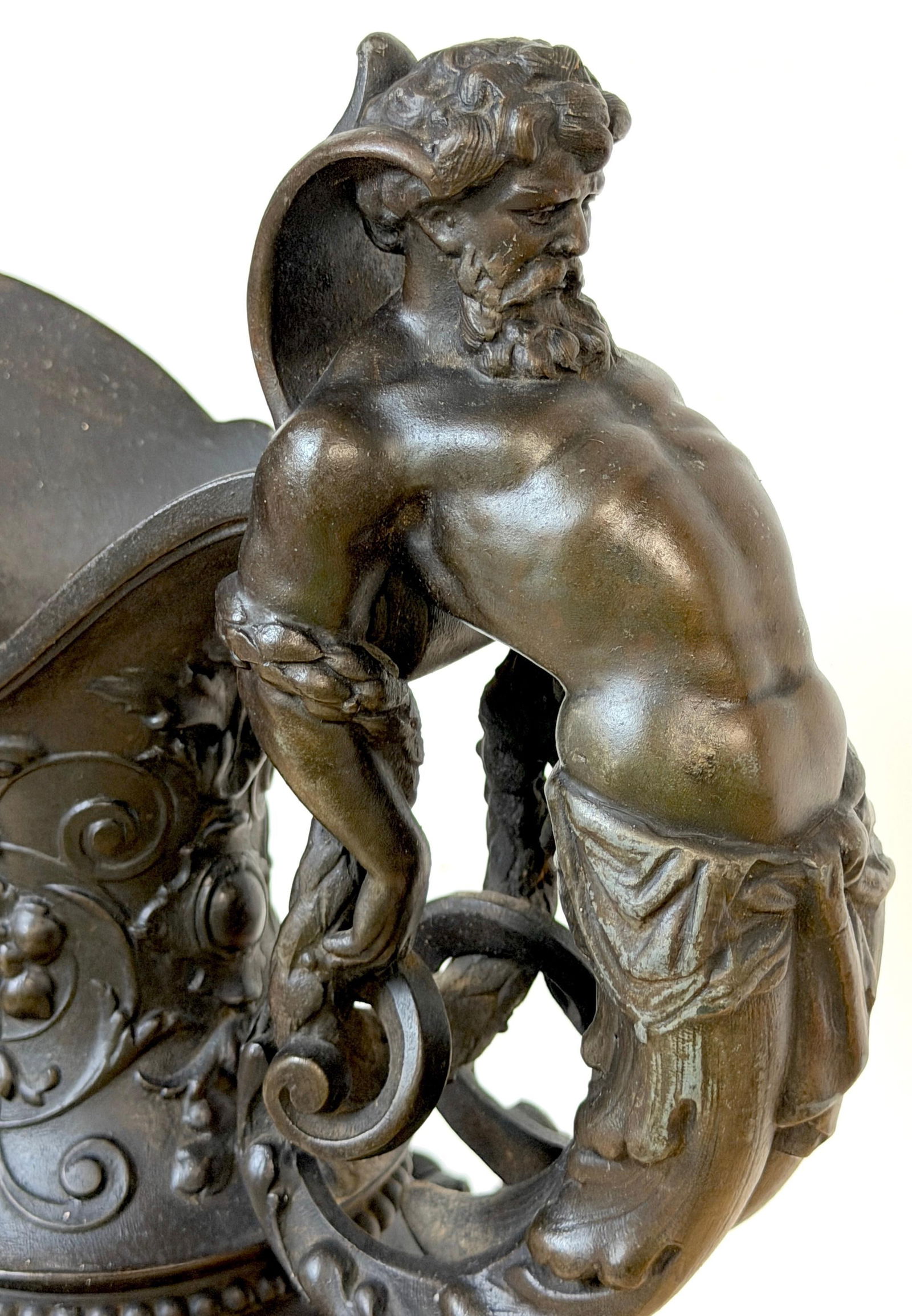 19th Century French Clodion-Style Bronzed Zinc Ewer with Bacchic Caryatid Handle - 6