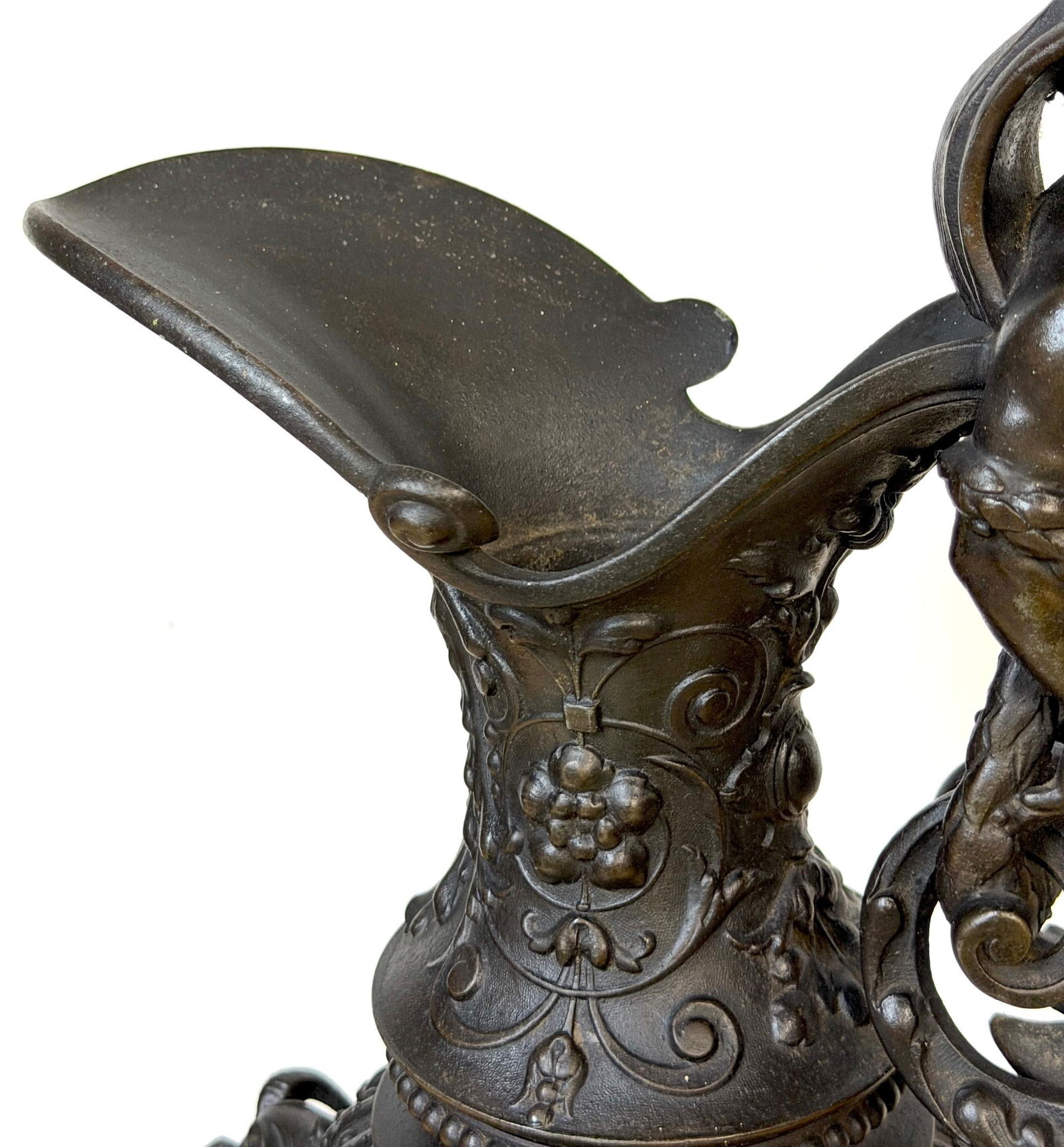19th Century French Clodion-Style Bronzed Zinc Ewer with Bacchic Caryatid Handle - 7