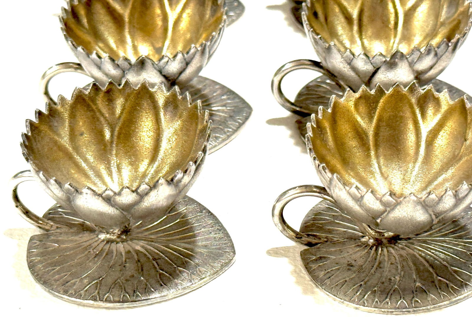 12 American Aesthetic Movement Meriden Silverplate & Goldwashed Lotus Open Salts - 11