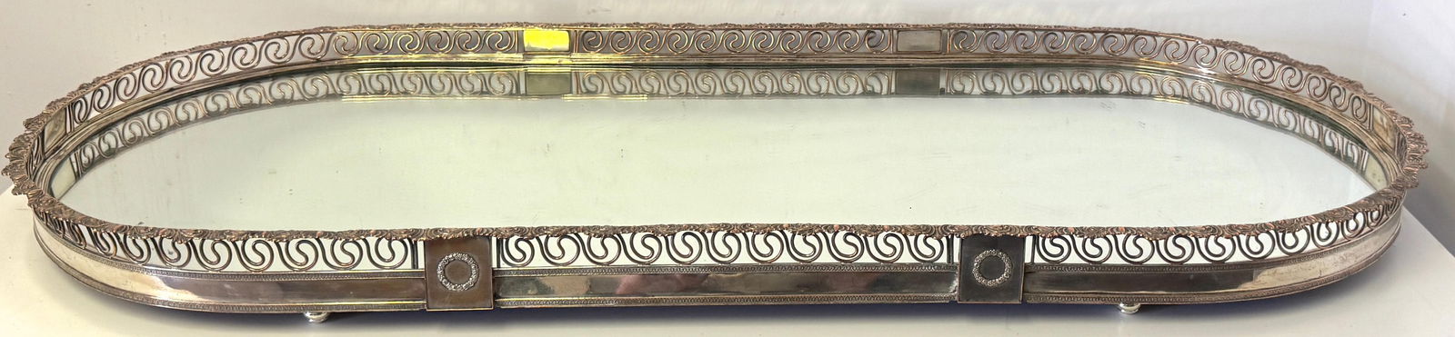 Large Sheffield Plate Mirrored Table Centerpiece / Plateau, Attributed Boulton - 12