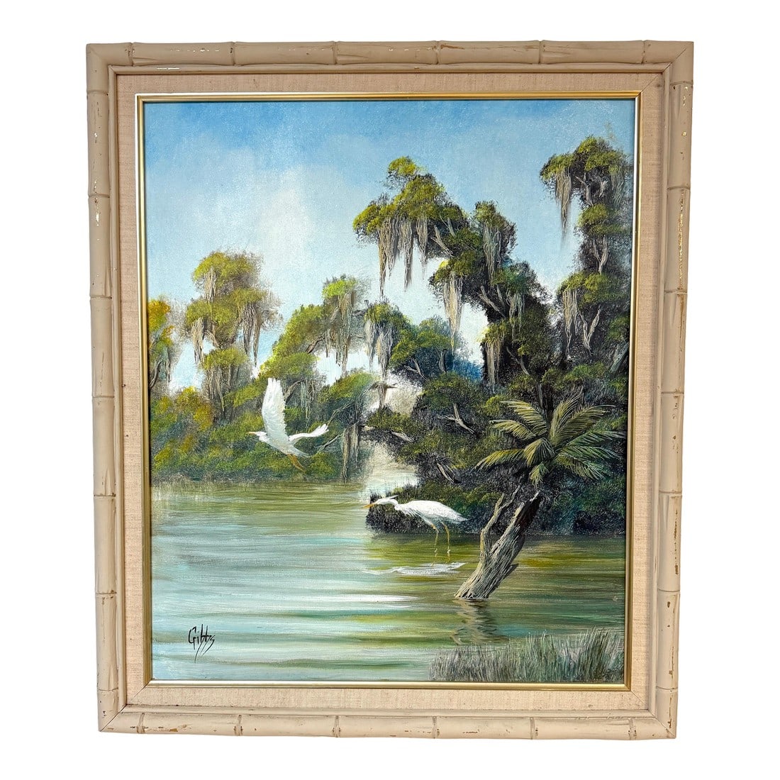 Joseph Gibbs Florida Highwaymen Wetland Heron Painting, Oil on Canvas, C. 1970s (1 of 18)