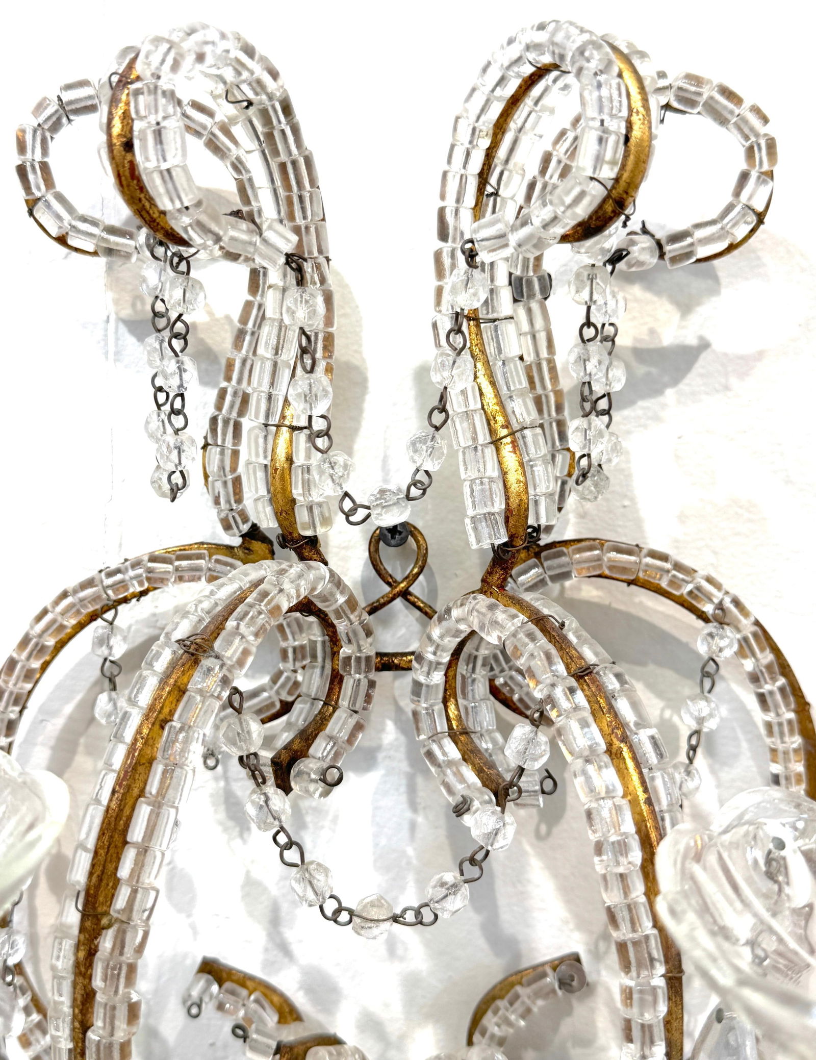 Large Pair of Maria Theresa Style Crystal 7-Light Wall Sconces, Italy Circa 1950 - 18