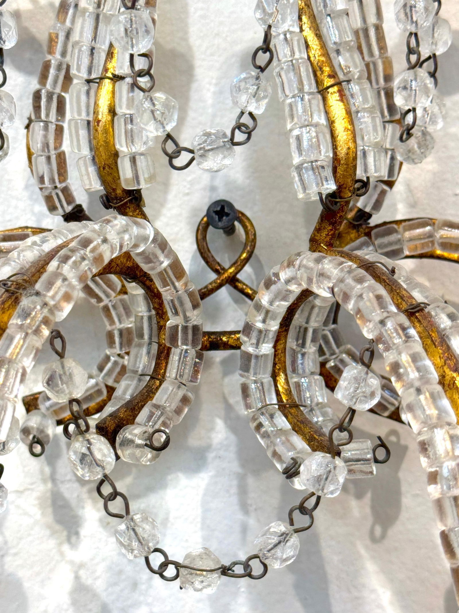 Large Pair of Maria Theresa Style Crystal 7-Light Wall Sconces, Italy Circa 1950 - 3