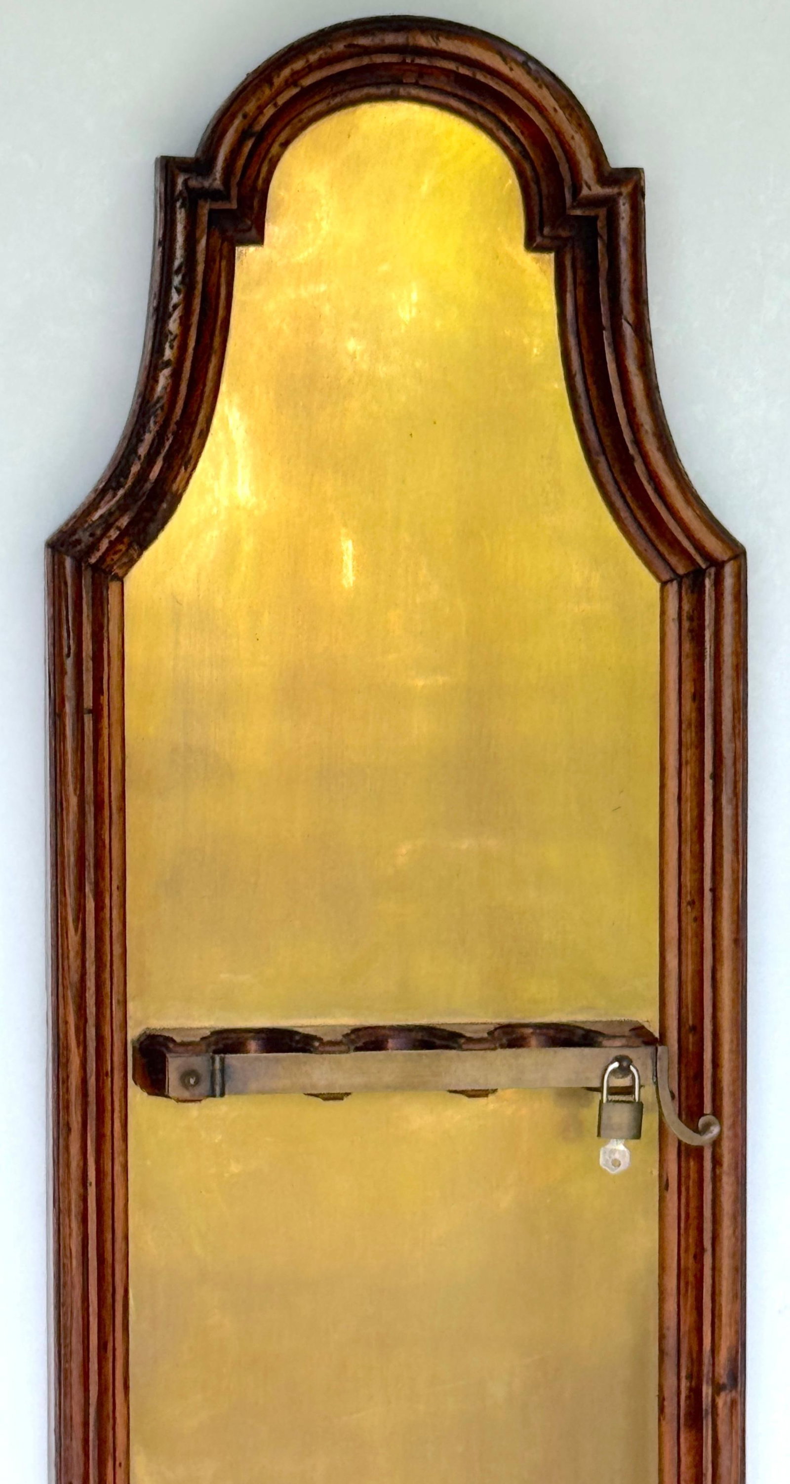 Italian Rustic Neoclassical Hanging Rifle Cabinet Fruitwood and Brass, C. 1950s - 11