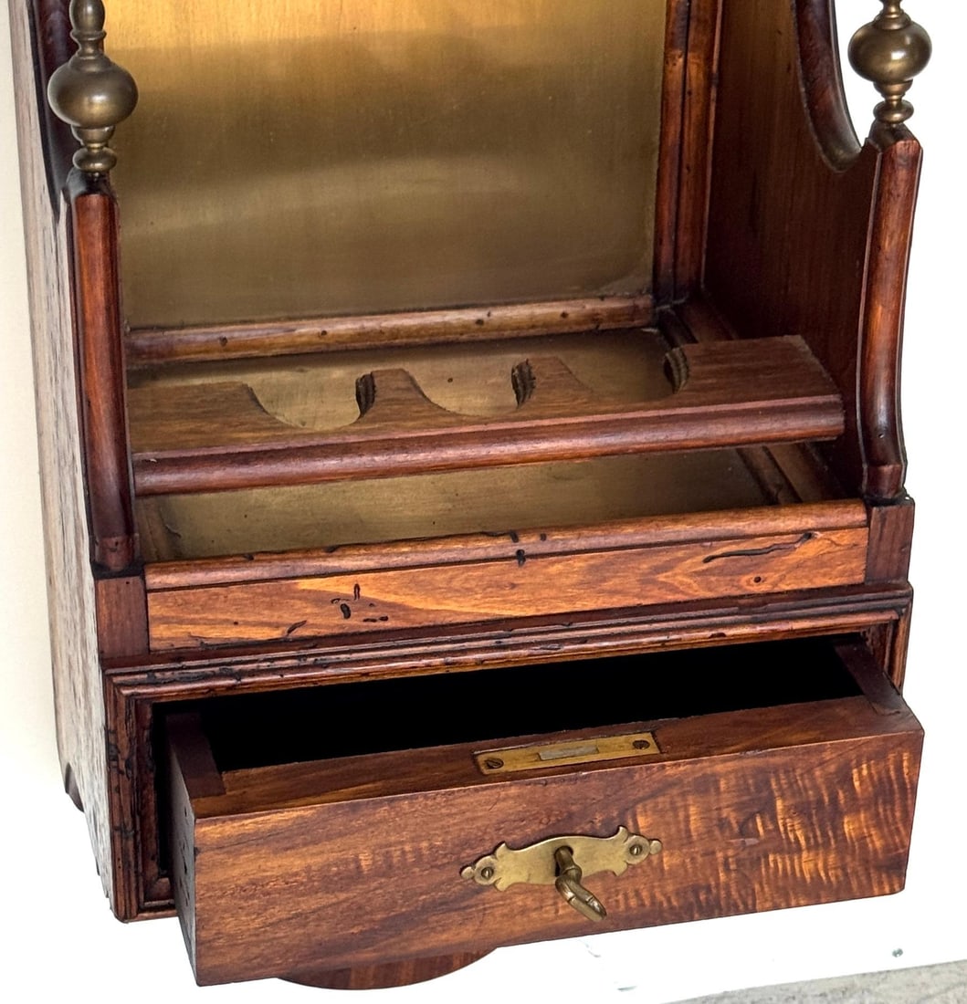 Italian Rustic Neoclassical Hanging Rifle Cabinet Fruitwood and Brass, C. 1950s - 17
