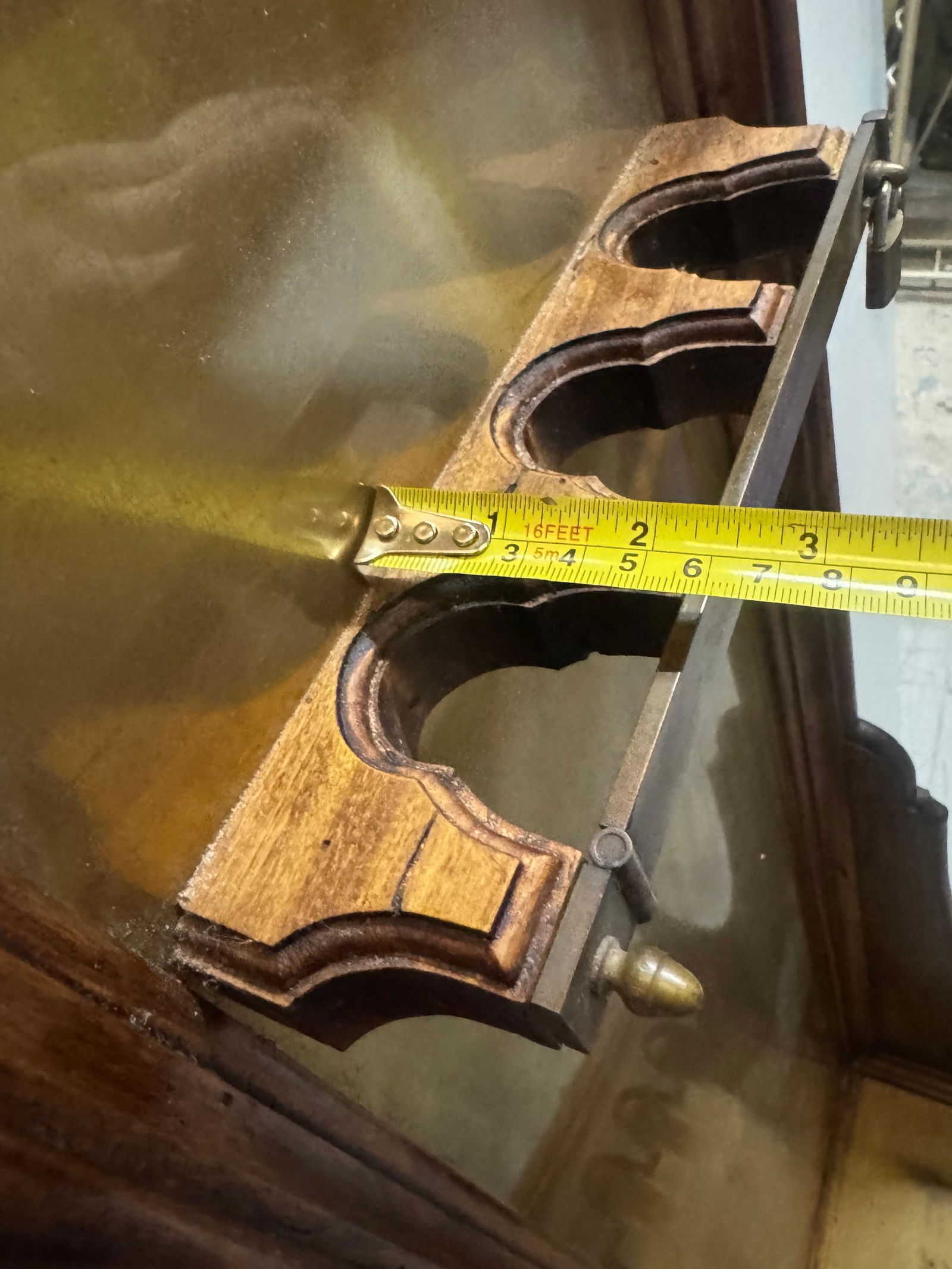 Italian Rustic Neoclassical Hanging Rifle Cabinet Fruitwood and Brass, C. 1950s - 3