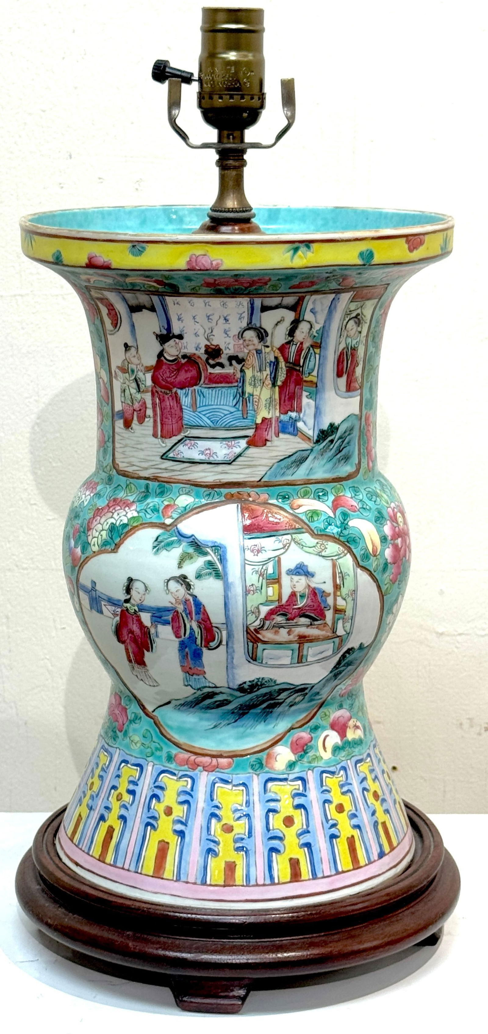Early 19th Century Chinese Export Famille Rose (Fencai) Gu-Form, Now as a Lamp - 18