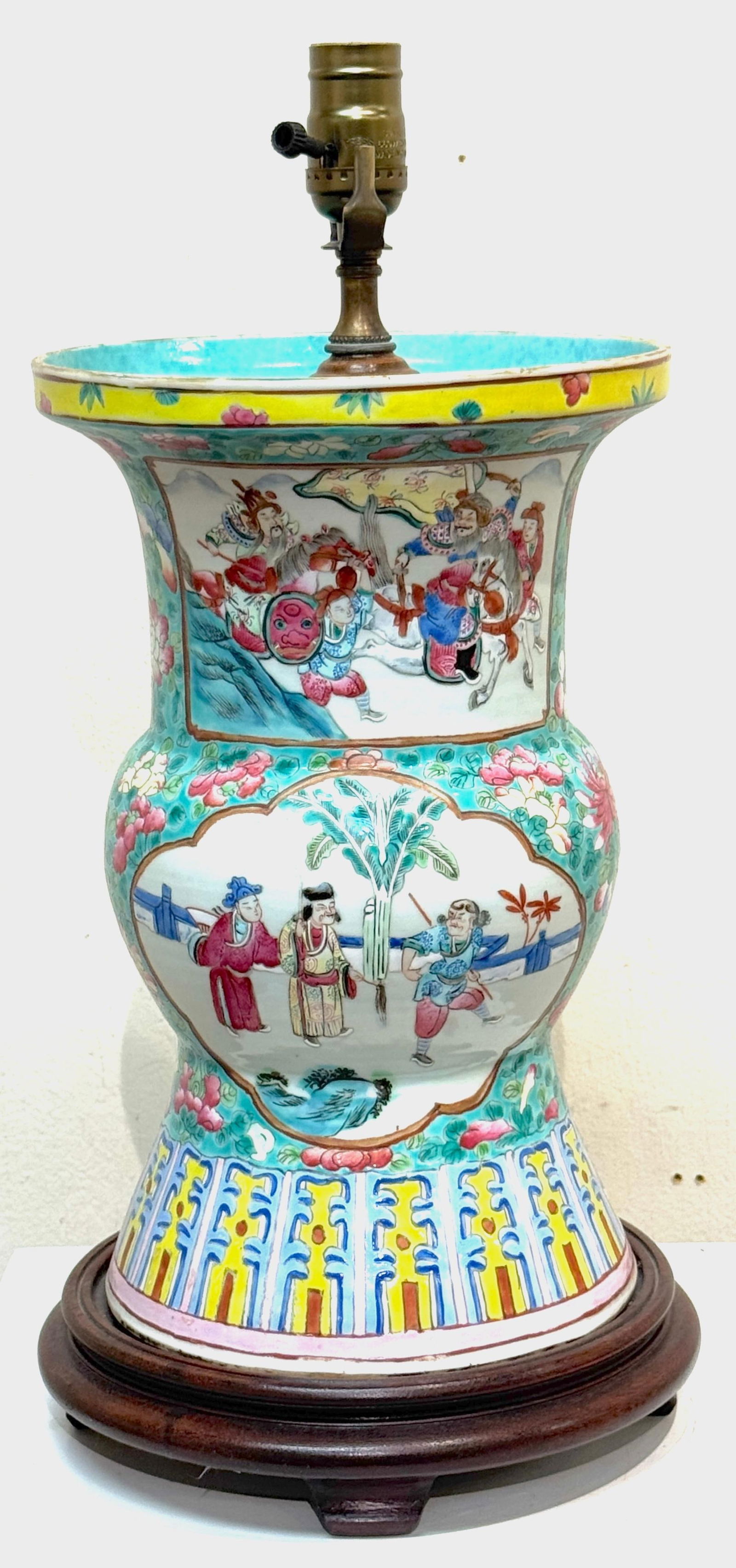 Early 19th Century Chinese Export Famille Rose (Fencai) Gu-Form, Now as a Lamp - 2