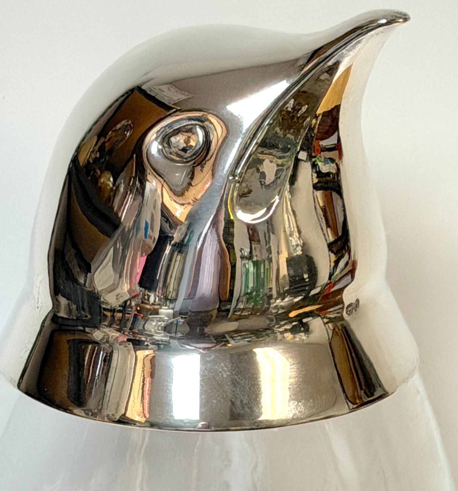 Large Italian Modern Sterling Silver & Crystal Penguin Ice Bucket, 16" High - 5