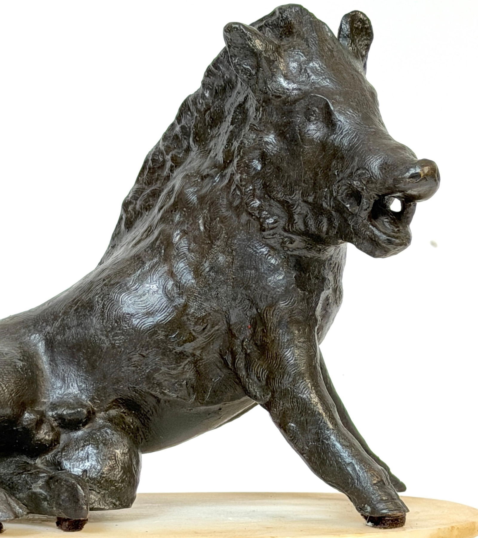 Grand Tour Bronze Reduction Il Porcellino "Borghese Boar" Carved Alabaster Base - 11