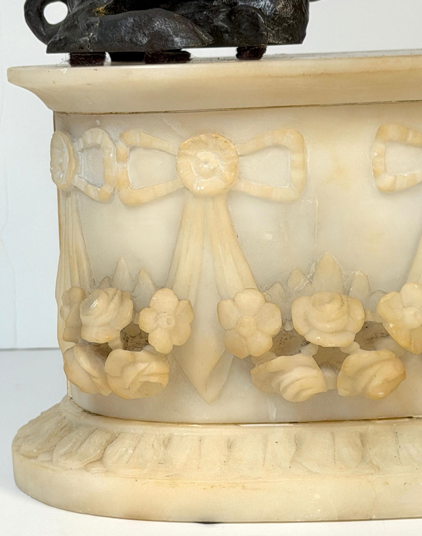 Grand Tour Bronze Reduction Il Porcellino "Borghese Boar" Carved Alabaster Base - 13