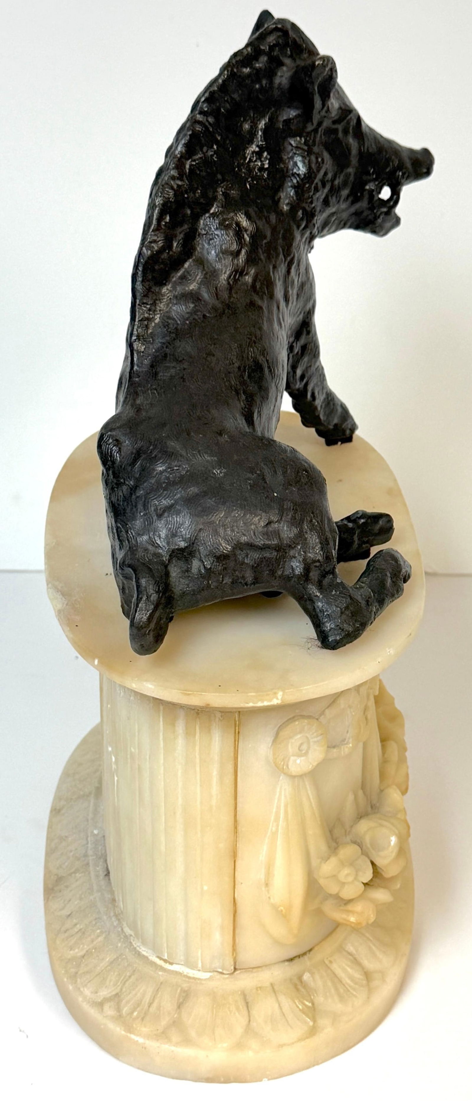 Grand Tour Bronze Reduction Il Porcellino "Borghese Boar" Carved Alabaster Base - 15