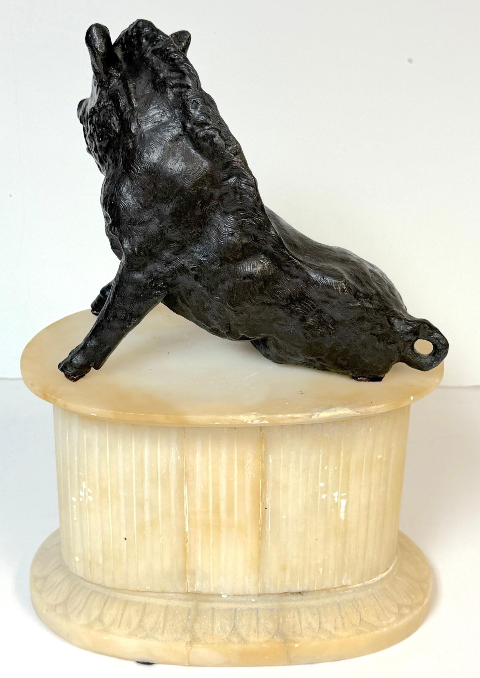 Grand Tour Bronze Reduction Il Porcellino "Borghese Boar" Carved Alabaster Base - 17