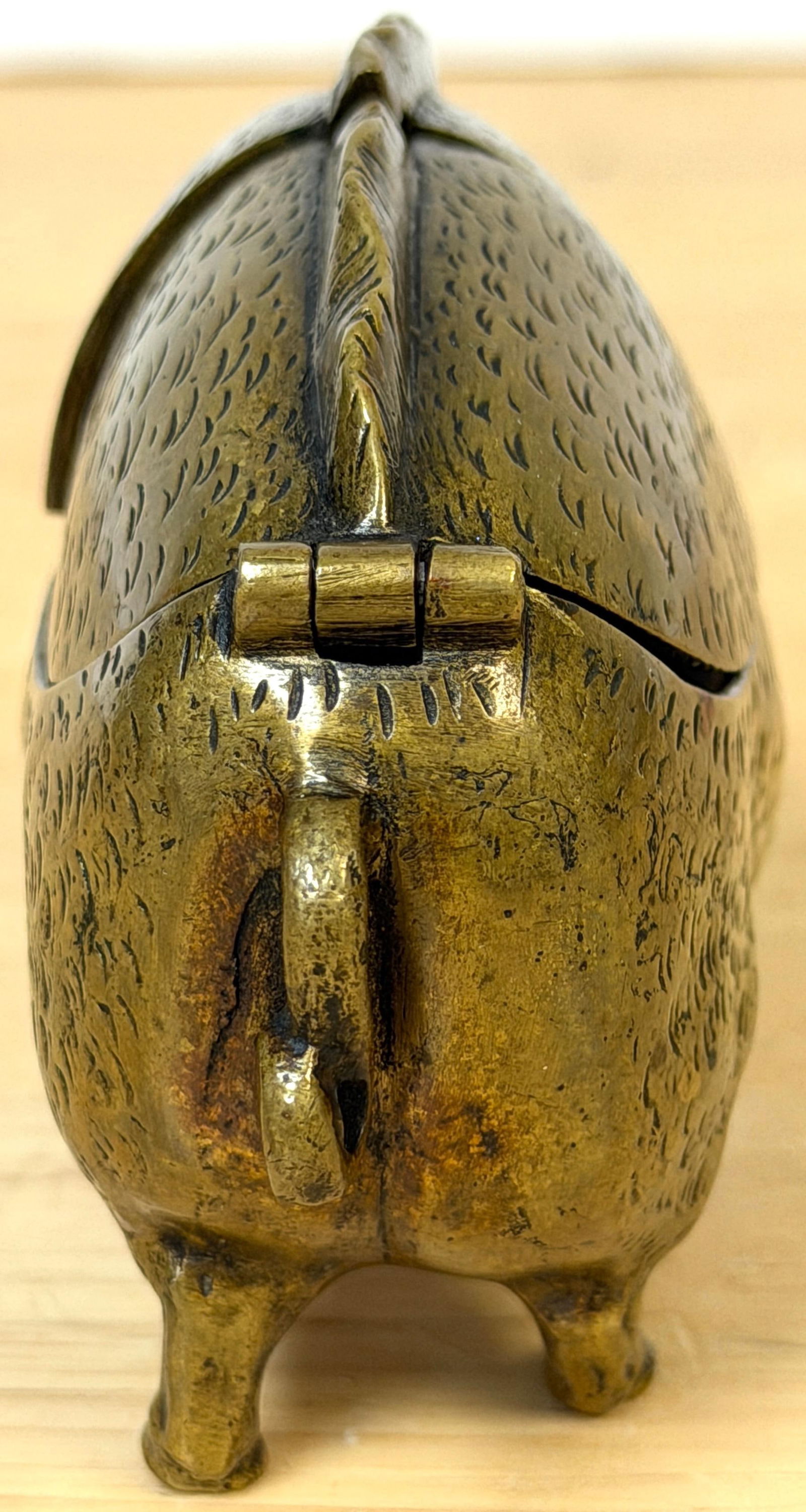 Victorian English Brass Figural Pig Inkwell with Articulated Back Lids, C. 1875 - 12