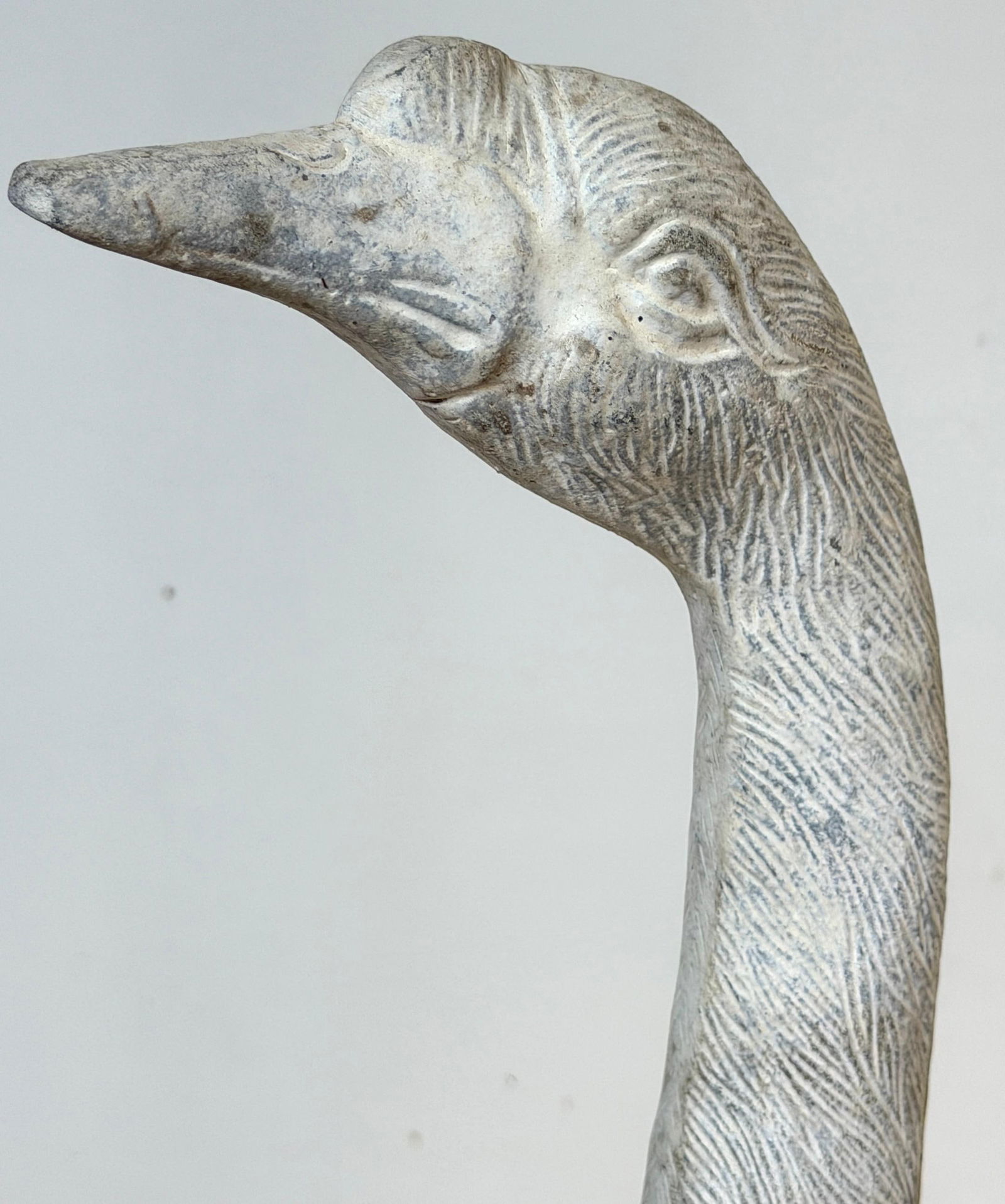 Pair 20th C. Zinc Alloy Swan Garden Sculptures Good Scale & Weathered Surface - 3