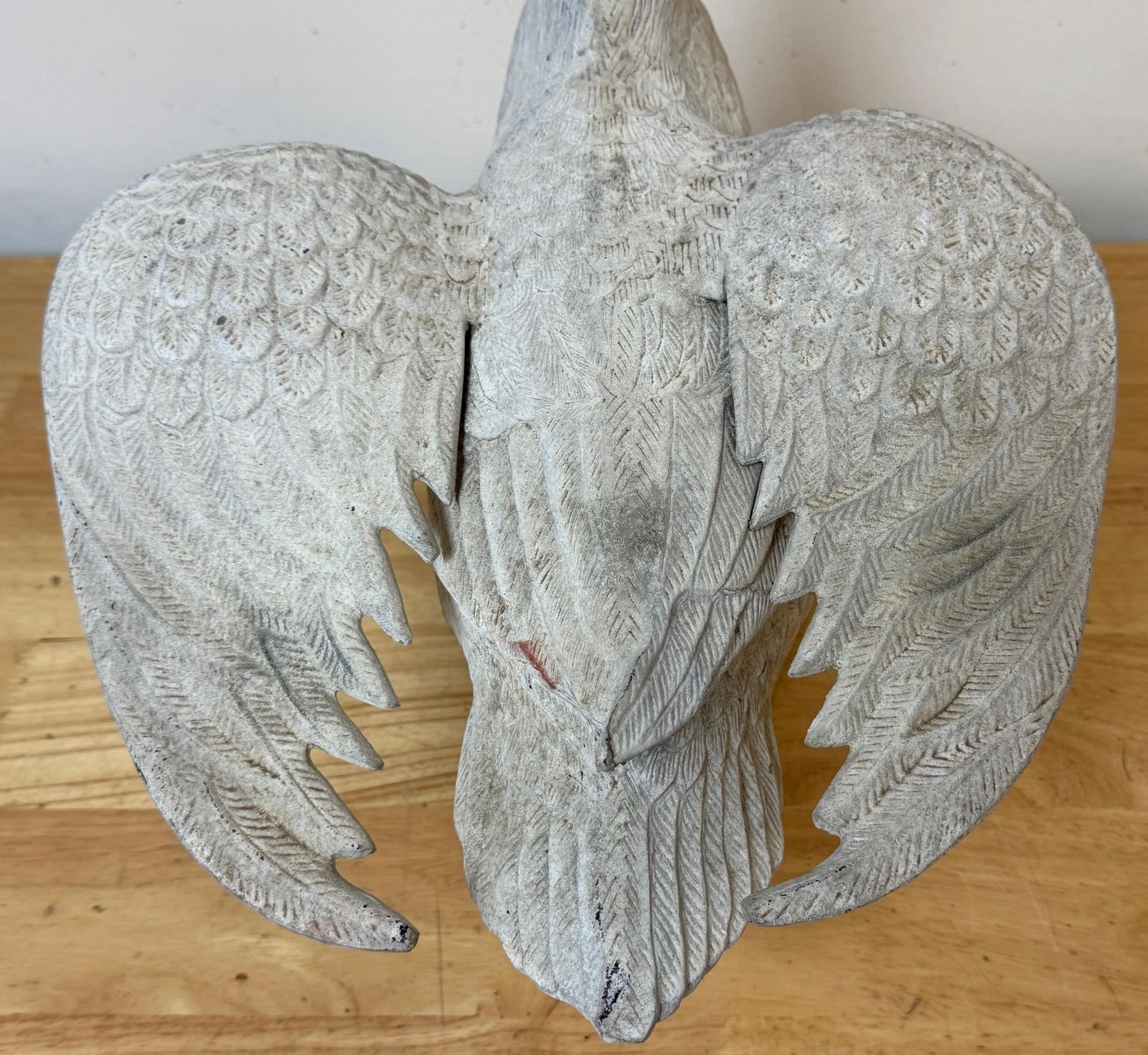 Pair 20th C. Zinc Alloy Swan Garden Sculptures Good Scale & Weathered Surface - 4