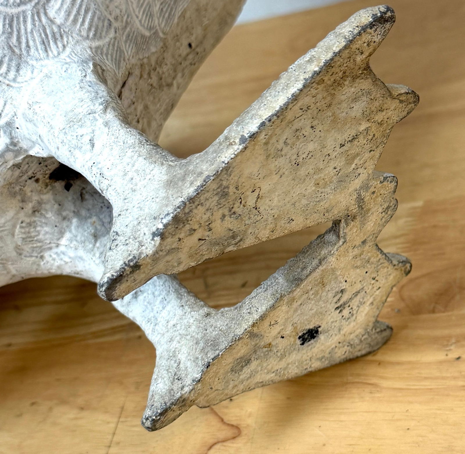 Pair 20th C. Zinc Alloy Swan Garden Sculptures Good Scale & Weathered Surface - 5