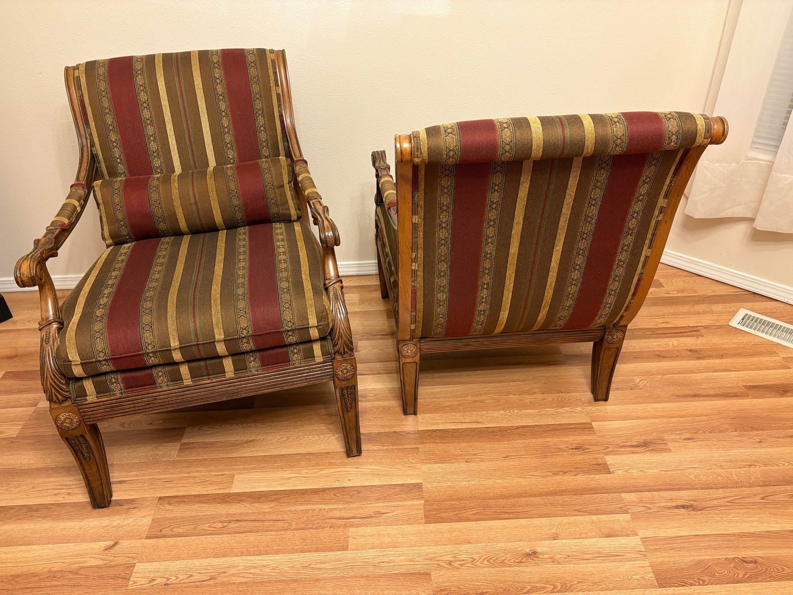 1990s Ethan Allen Hollywood Regency Roma Italian Carved Lounge Chairs-a Pair - 3