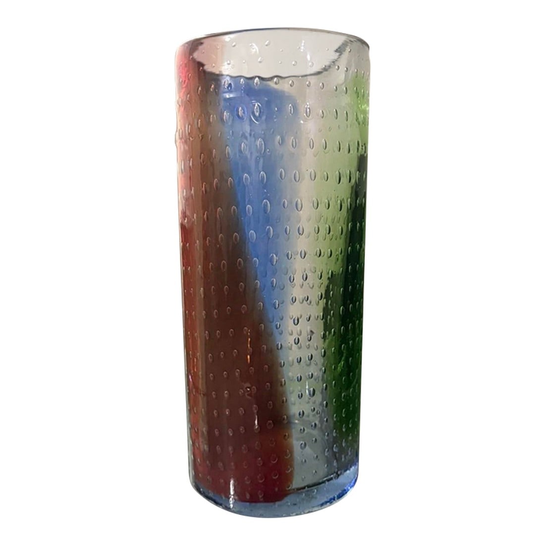 1960s Murano Glass Bullicante Controlled Bubble Rainbow Vase 11in: Murano Glass Bullicante Controlled Bubble Rainbow Vase 11in Excellent condition no damages The Murano Glass Bullicante Controlled Bubble Rainbow Vase is a stunning piece of hand-blown glass originatin