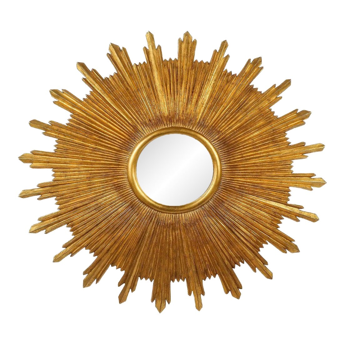 Gilt Starburst Mirror With Convex Center (1 of 4)