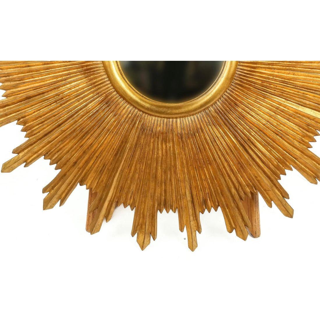 Gilt Starburst Mirror With Convex Center - 3