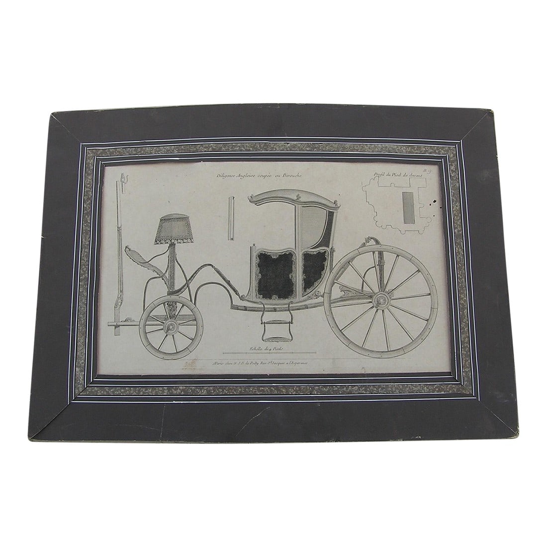 18th French Baroque Engraving Horse Carriage, Jacques l'Esperance Co. Equestrian, Engineering, Archi: This is ONE of a set of two fine Baroque 18th century line engravings like this that I have for sale. Please check my other listings and look to see the other one that matches this! This is a fine