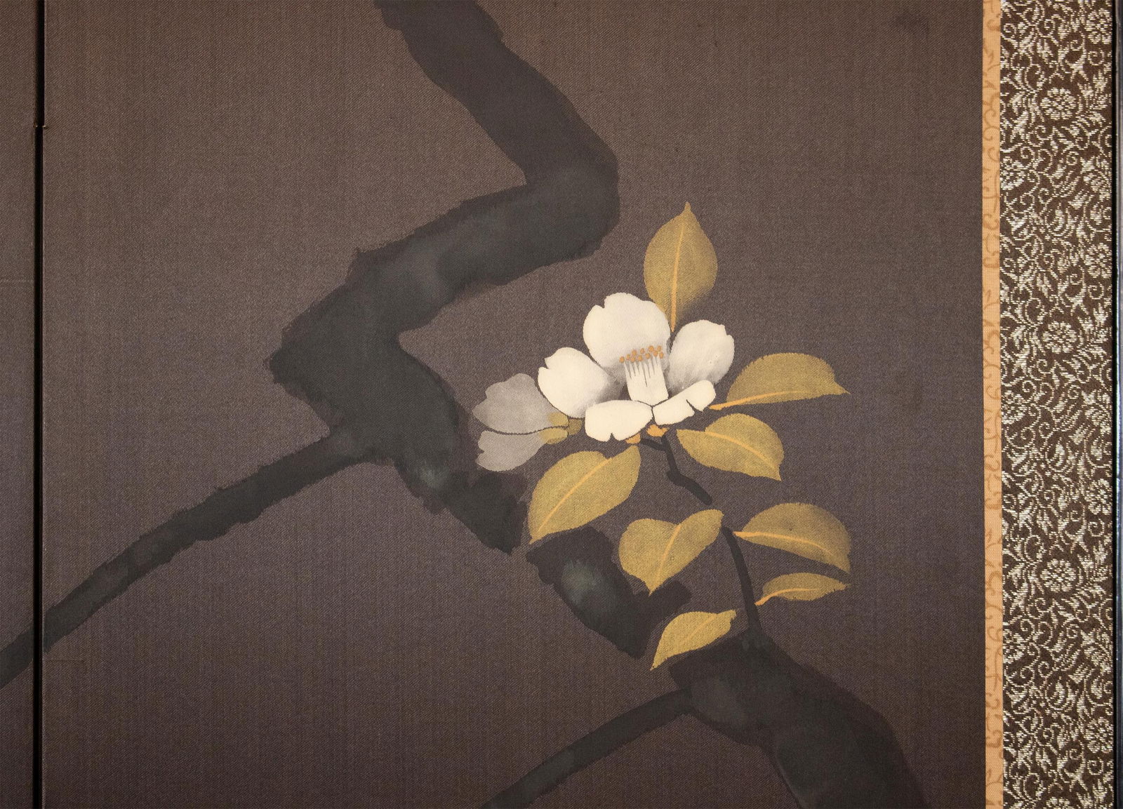 1960s ShÅwa Era Japanese Painted Silk Byobu Screen "Magnolia" - 12