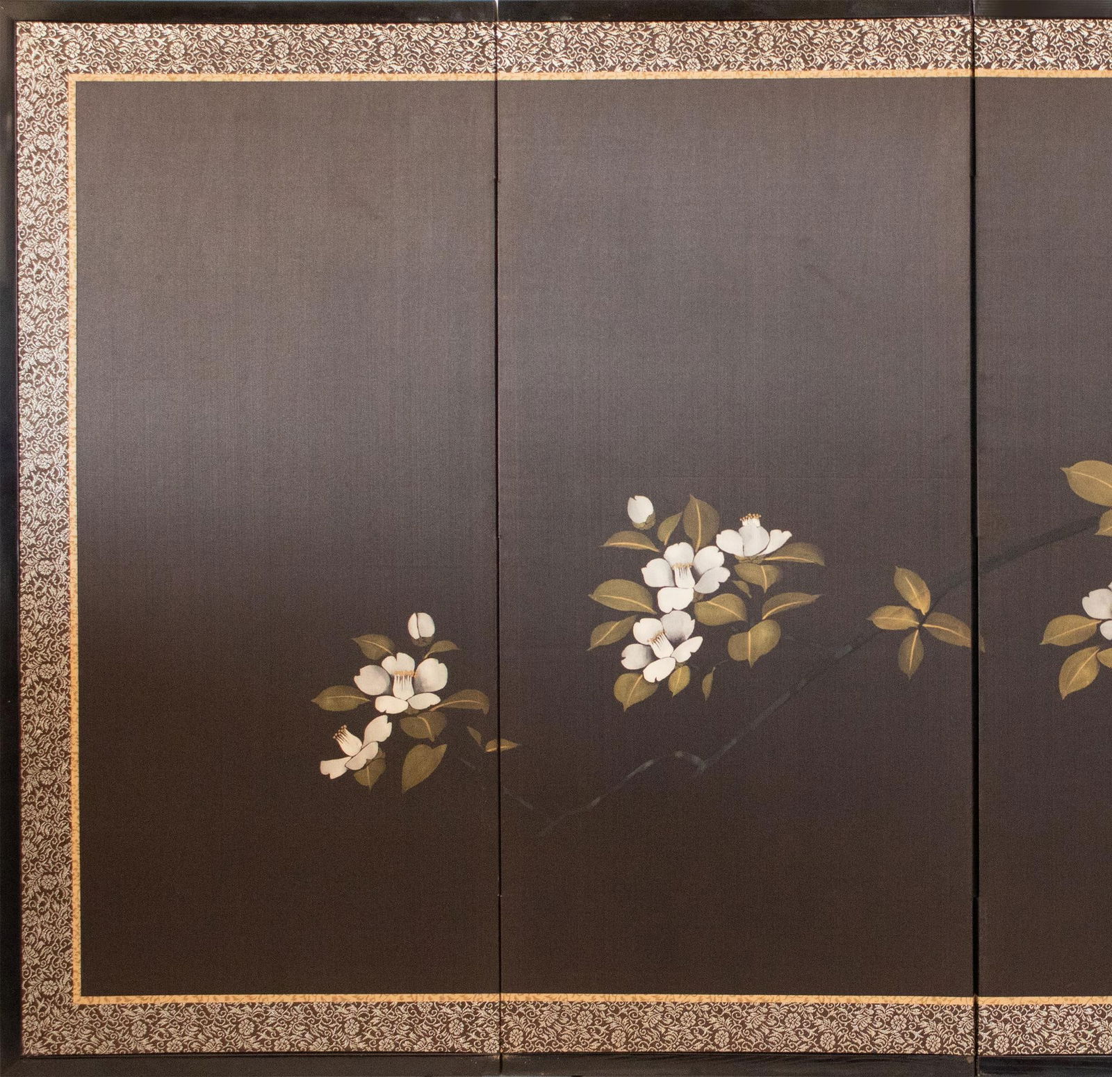 1960s ShÅwa Era Japanese Painted Silk Byobu Screen "Magnolia" - 2